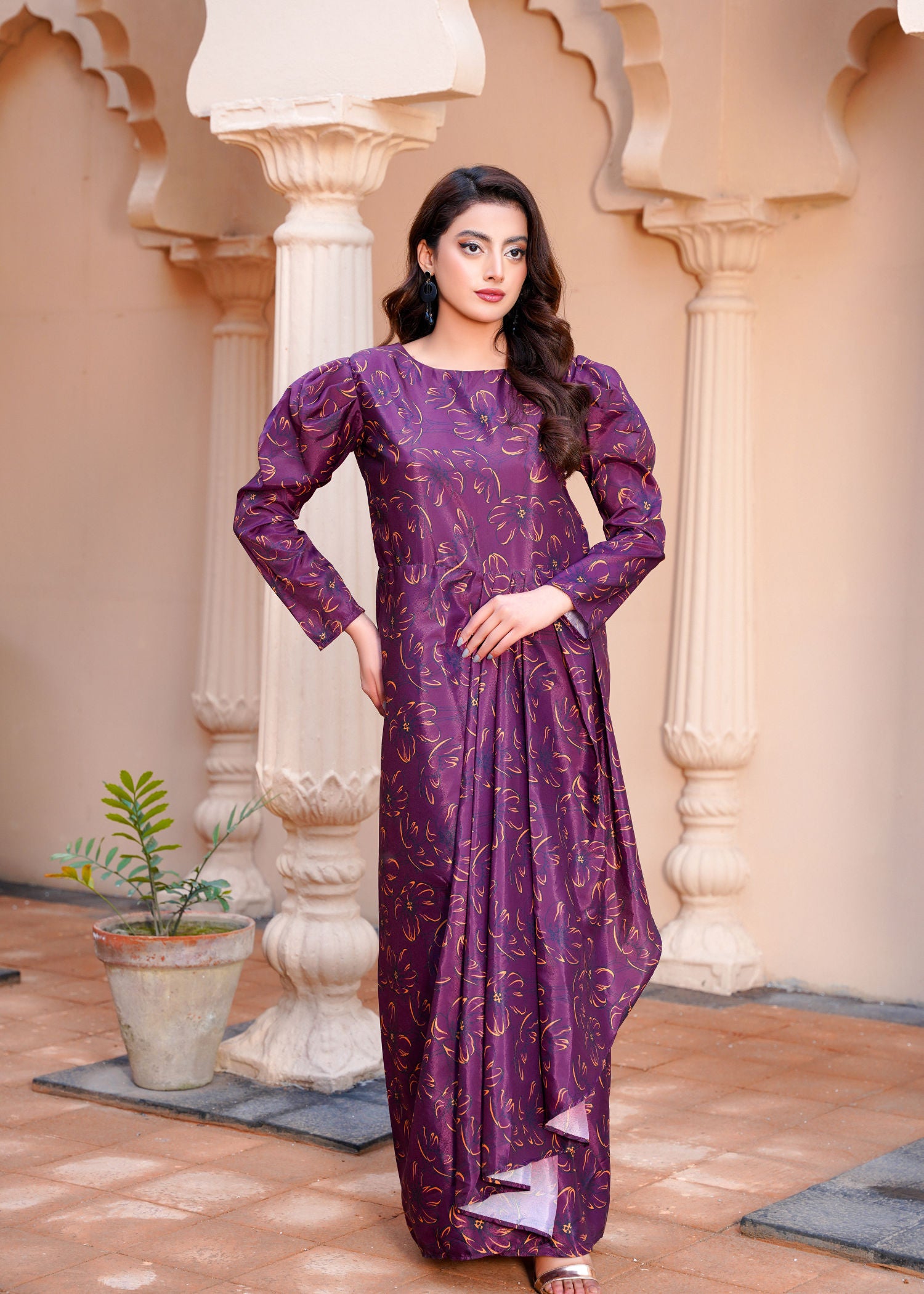 crepe Maxi in Burgundy