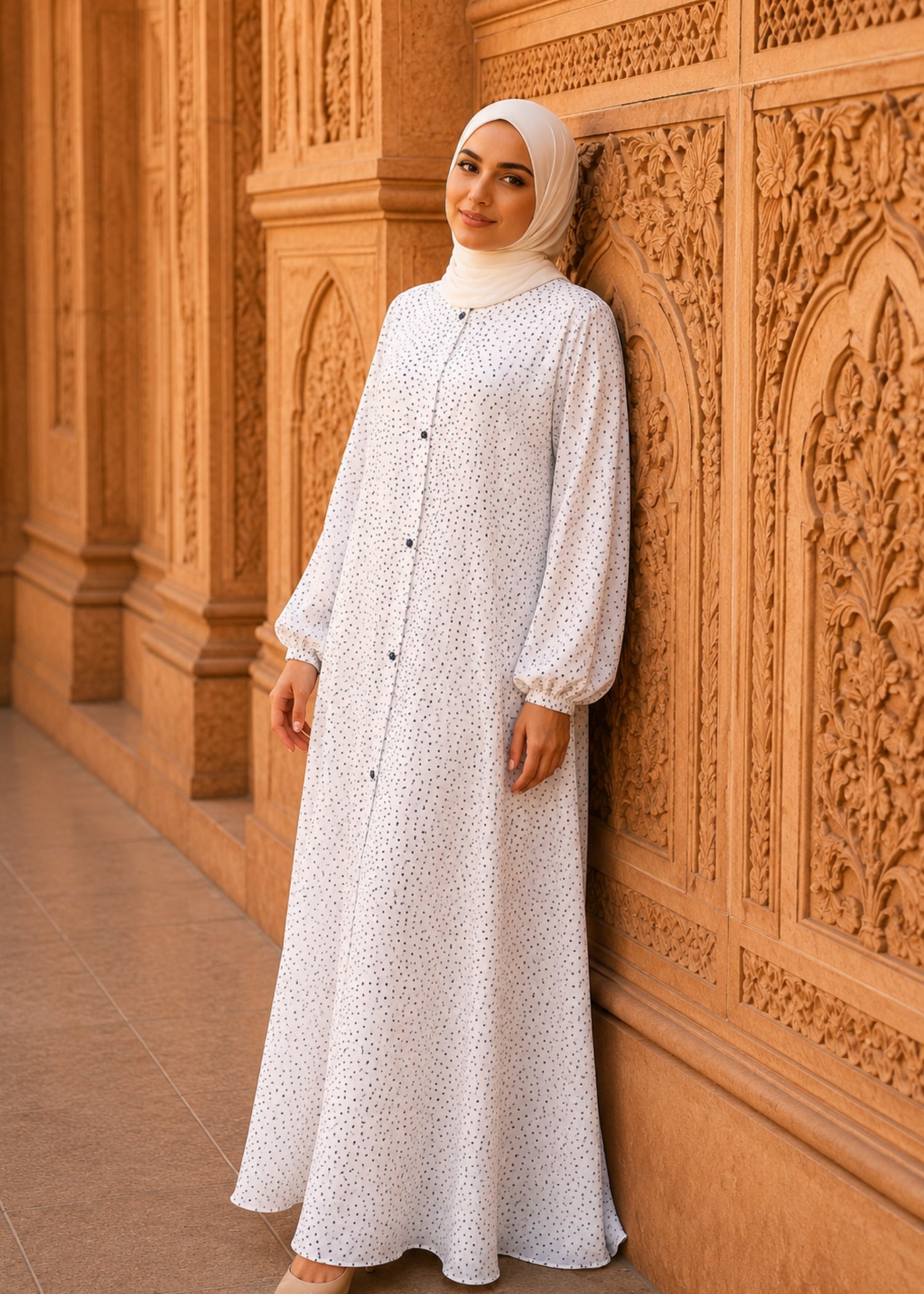 lawn Abaya in White