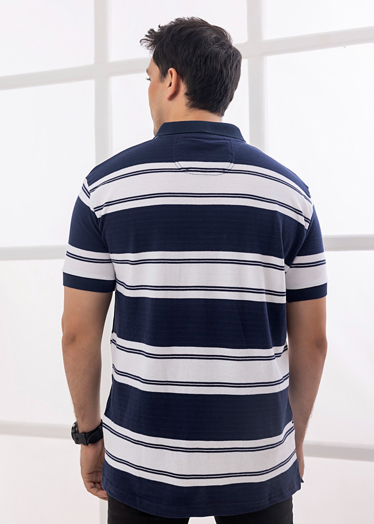 cotton pique Polo Shirt in Navy blue, white