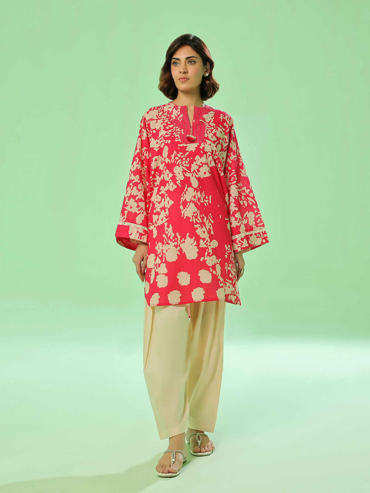 zari lawn Unstitched in Blood red