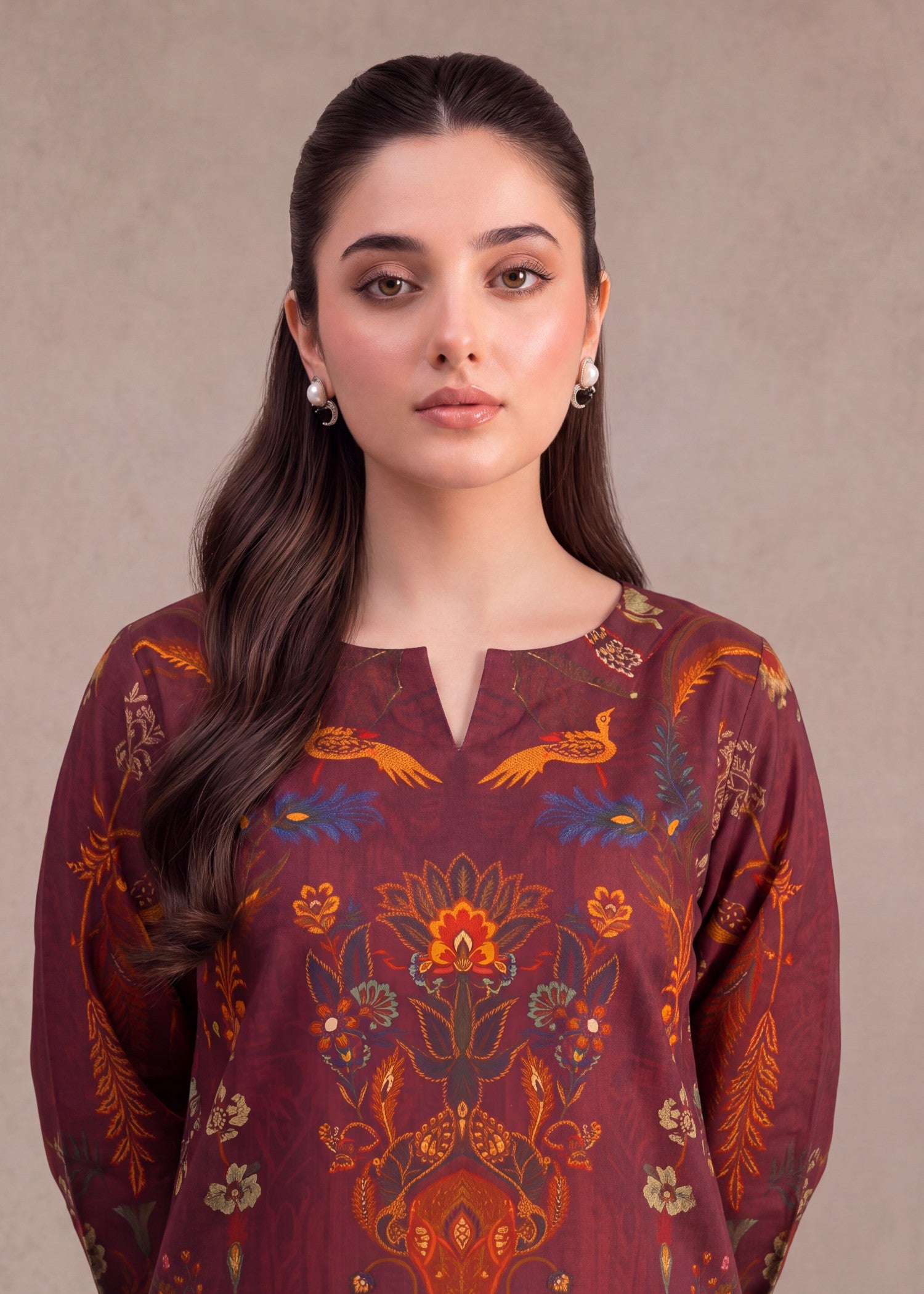 polyester crepe Co Ord Sets in Maroon