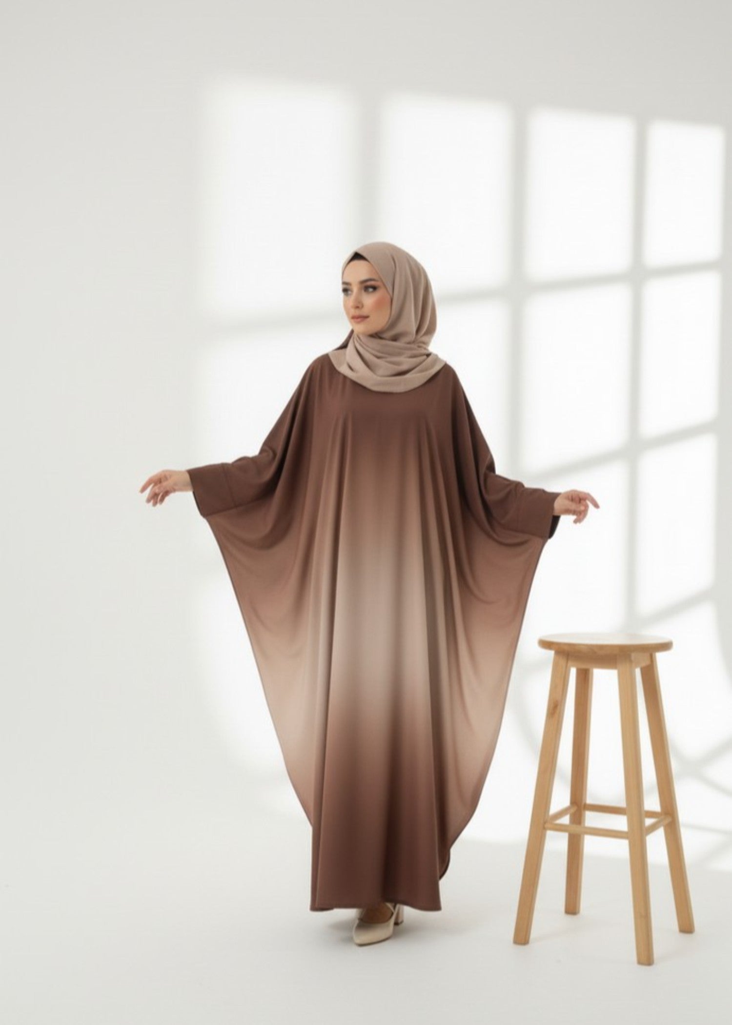 georgette Abaya in Brown