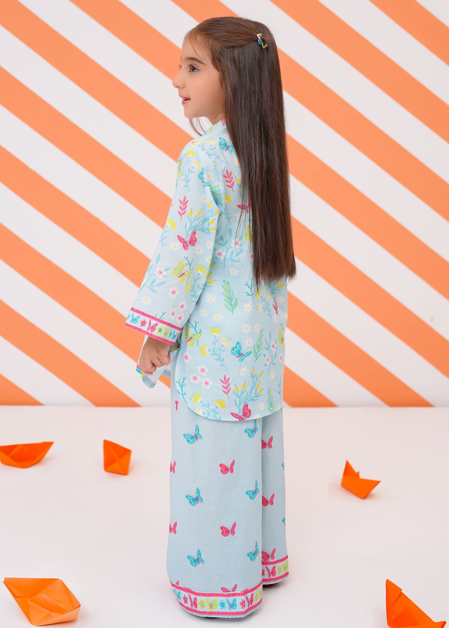 lawn cotton Kurta Set in Arctic blue