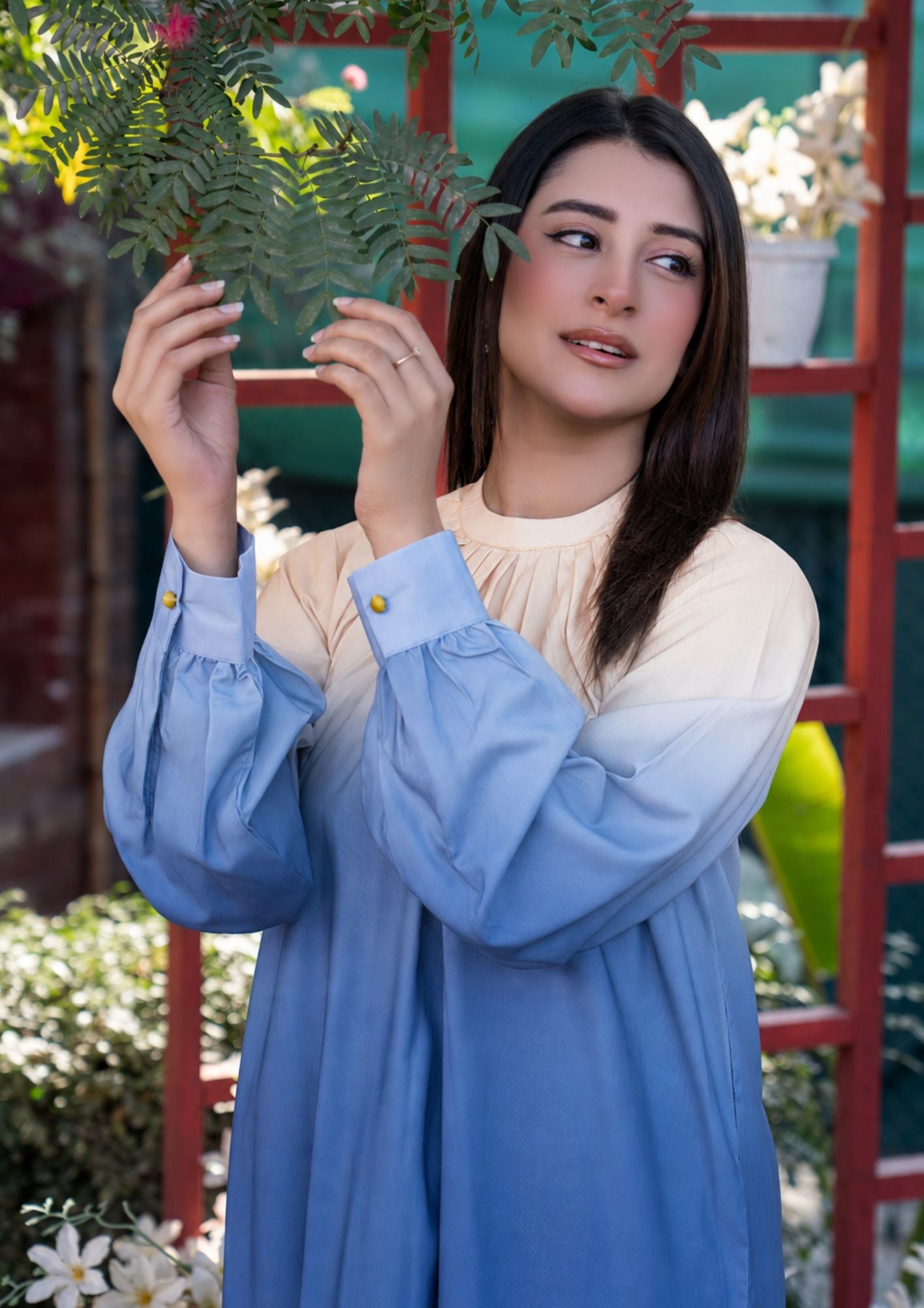 arabic lawn Co Ord Sets in Royal blue, peach orange