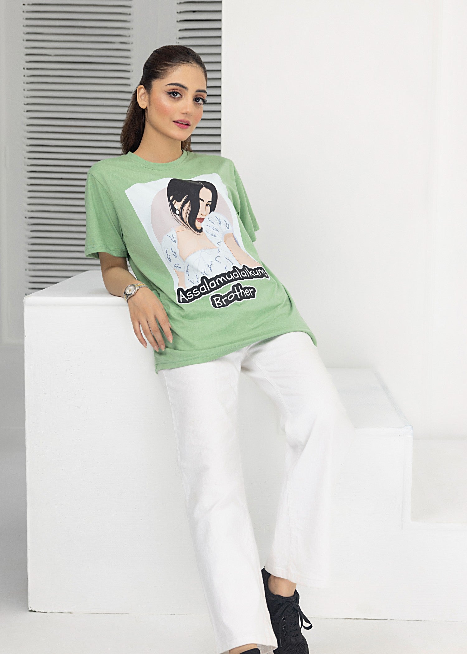 single jersey knit T Shirt in Pastel green