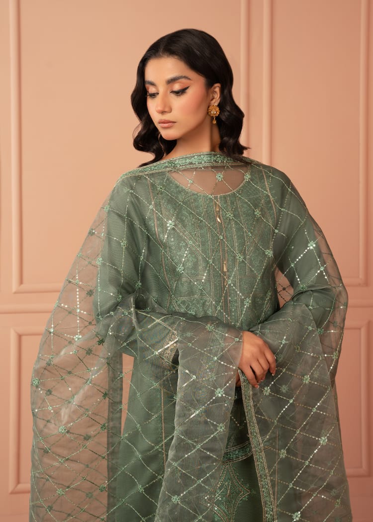 cotton karandi Kurta Set in Green