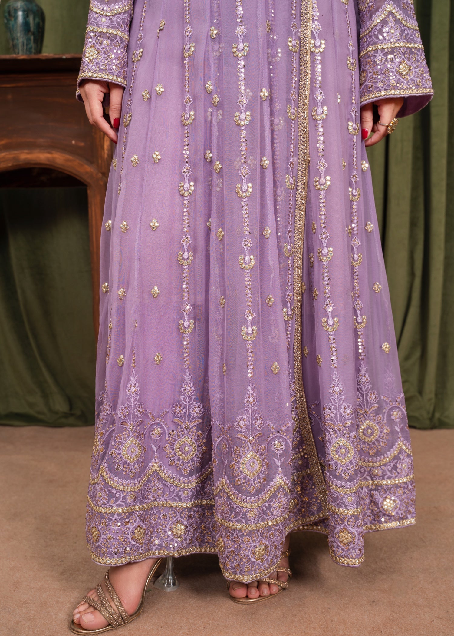 chiffon Angrakha in Lilac