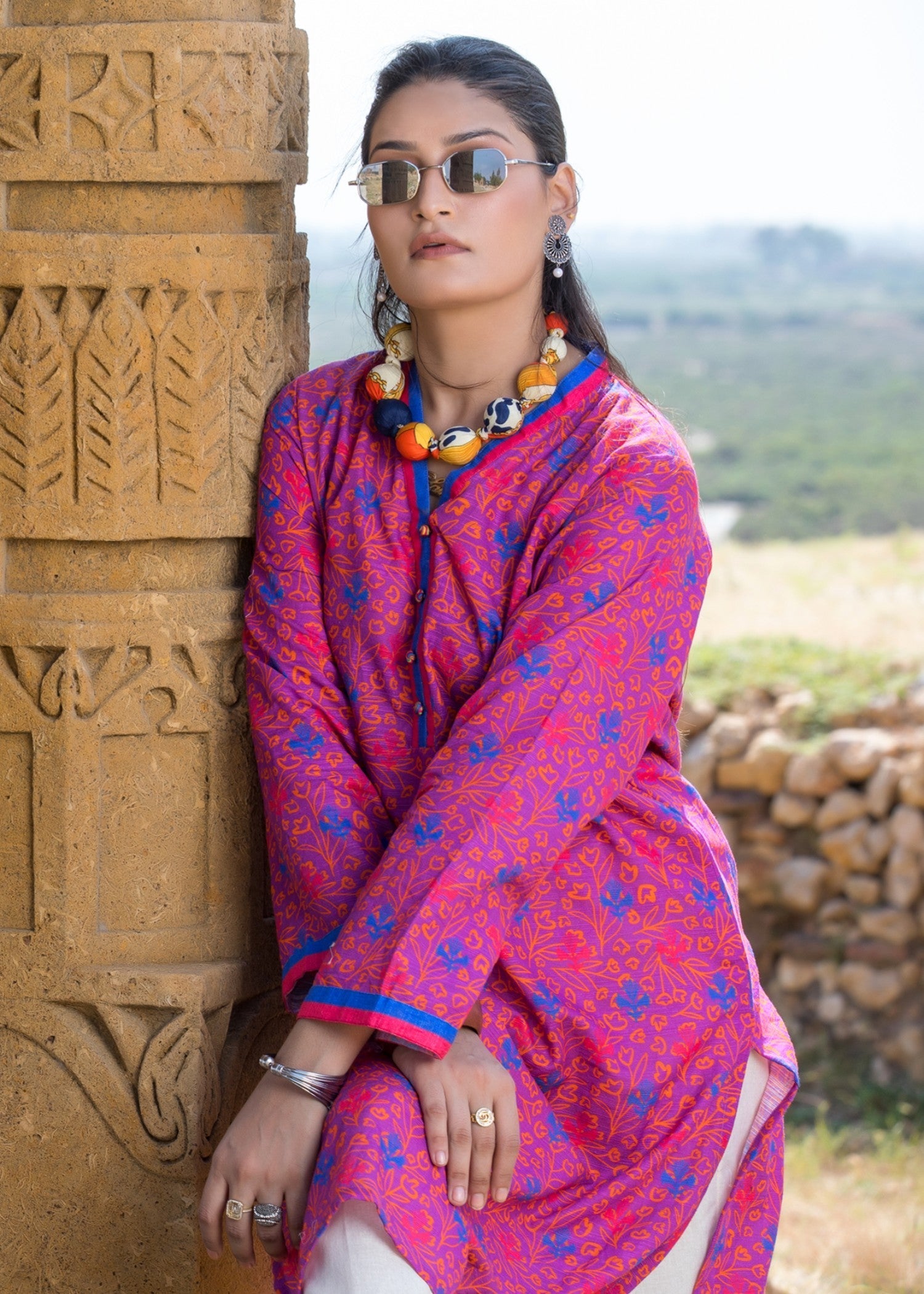 cotton Kurti in Magenta