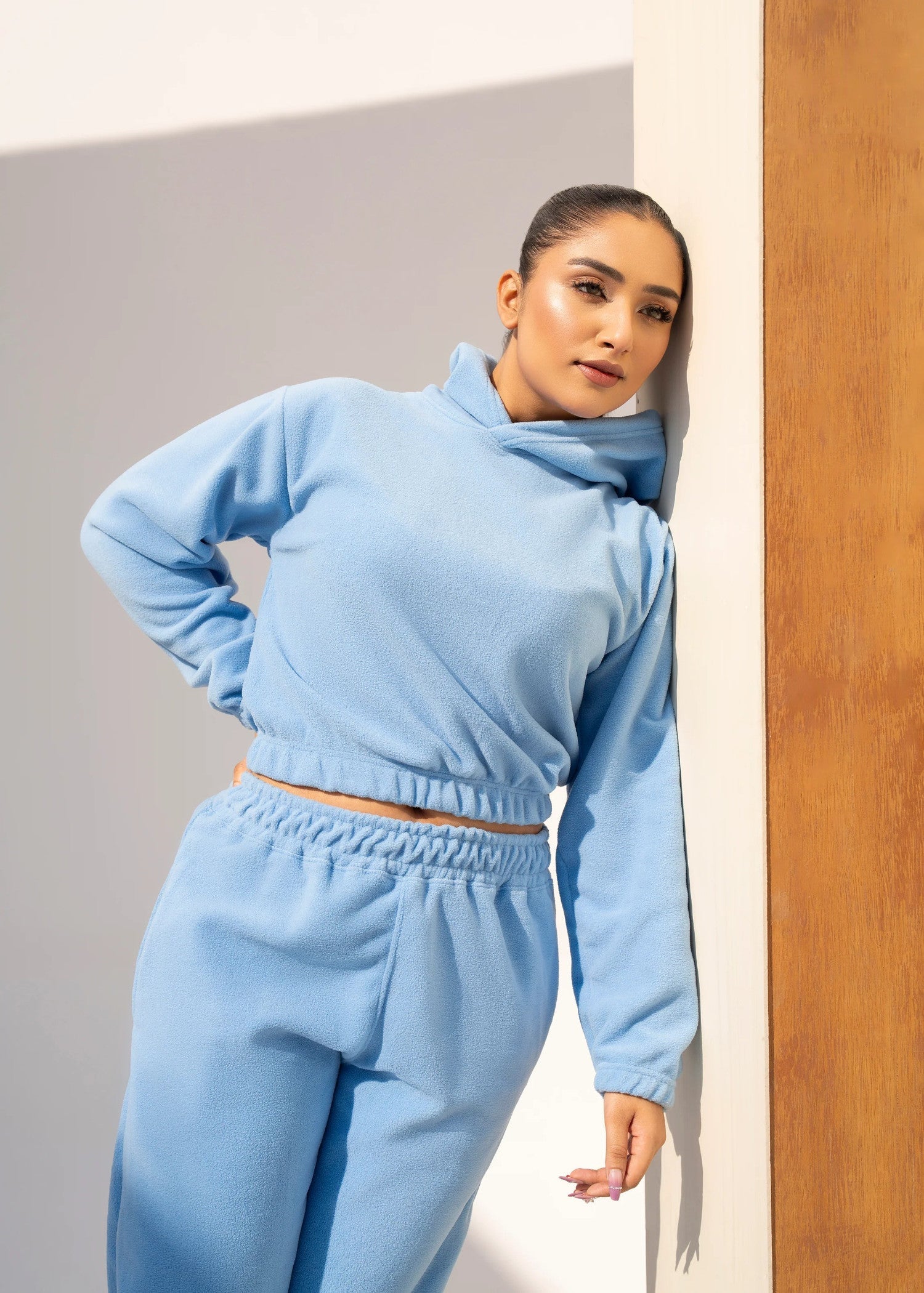 fleece Hoodie in Sky blue