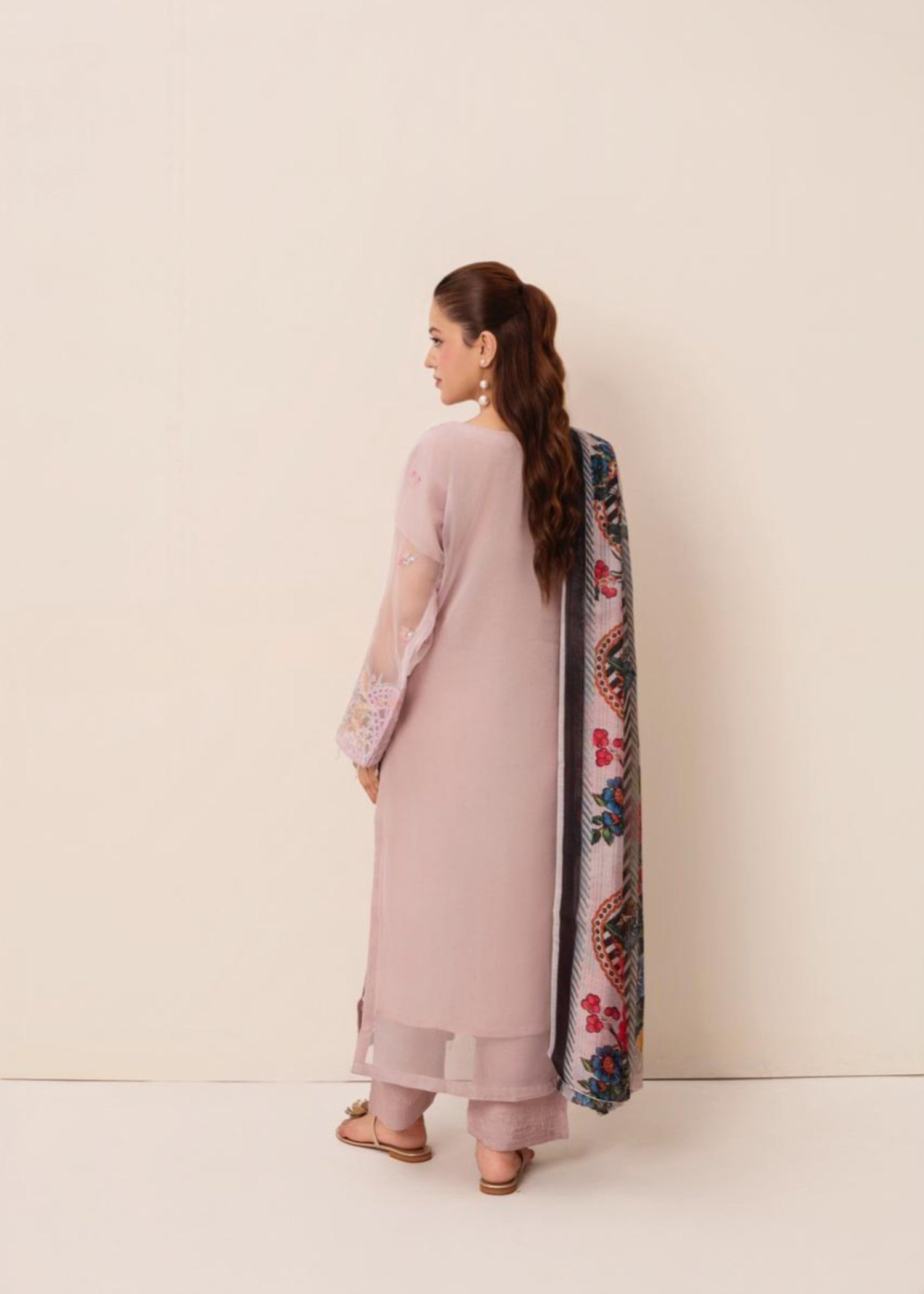 organza Kurta Set in Lilac