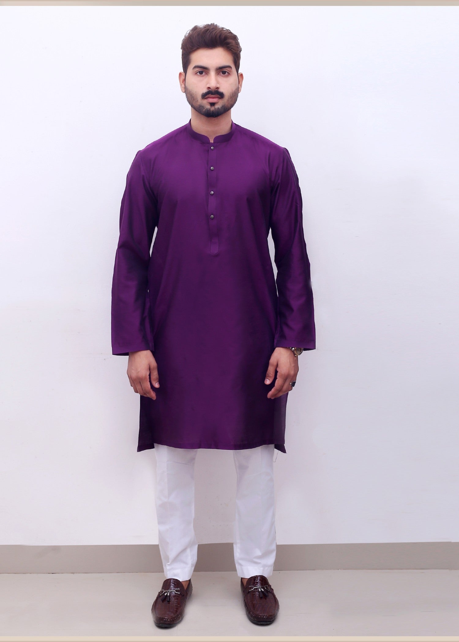 viscose raw silk Kurta in Indigo
