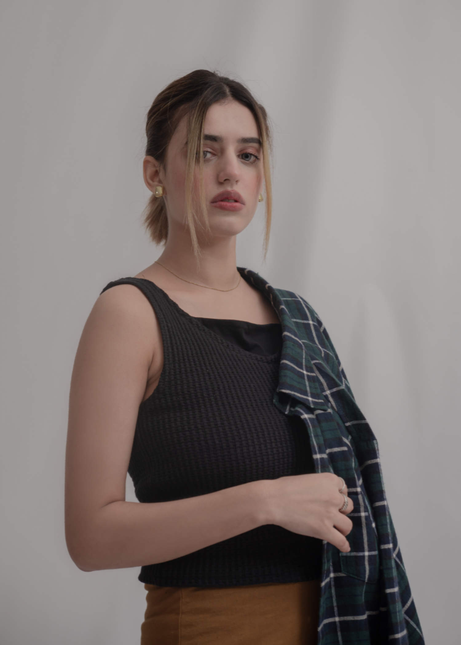 fleece jersey knit Top in Black