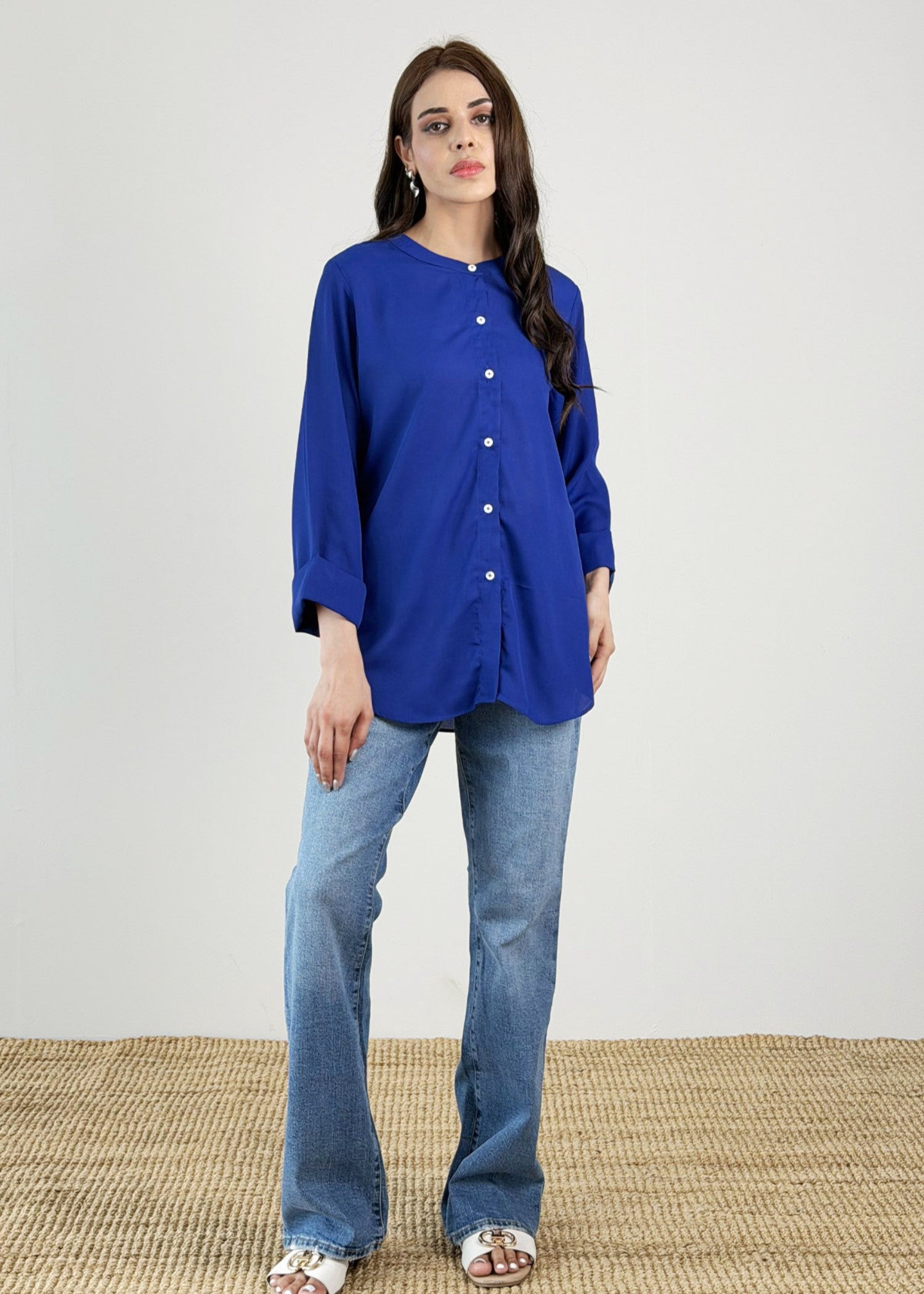 georgette Top in Sapphire blue