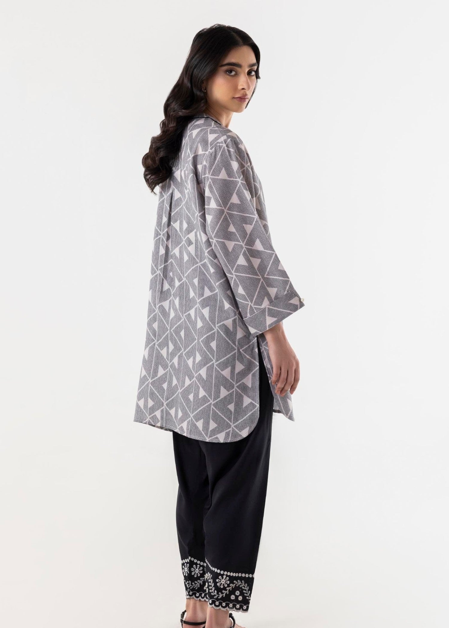 linen Kurti in Grey