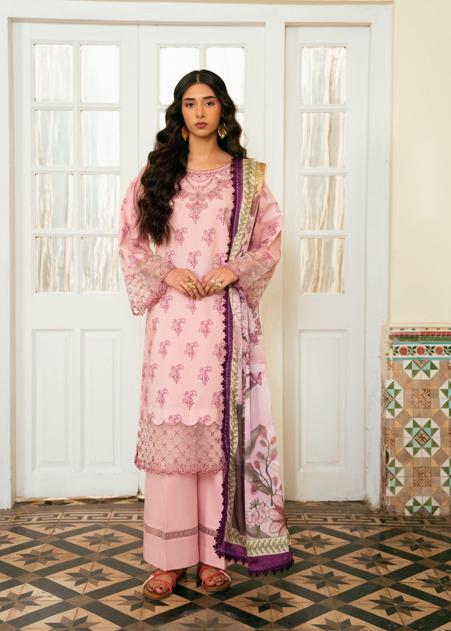 pure cotton Unstitched in Pink