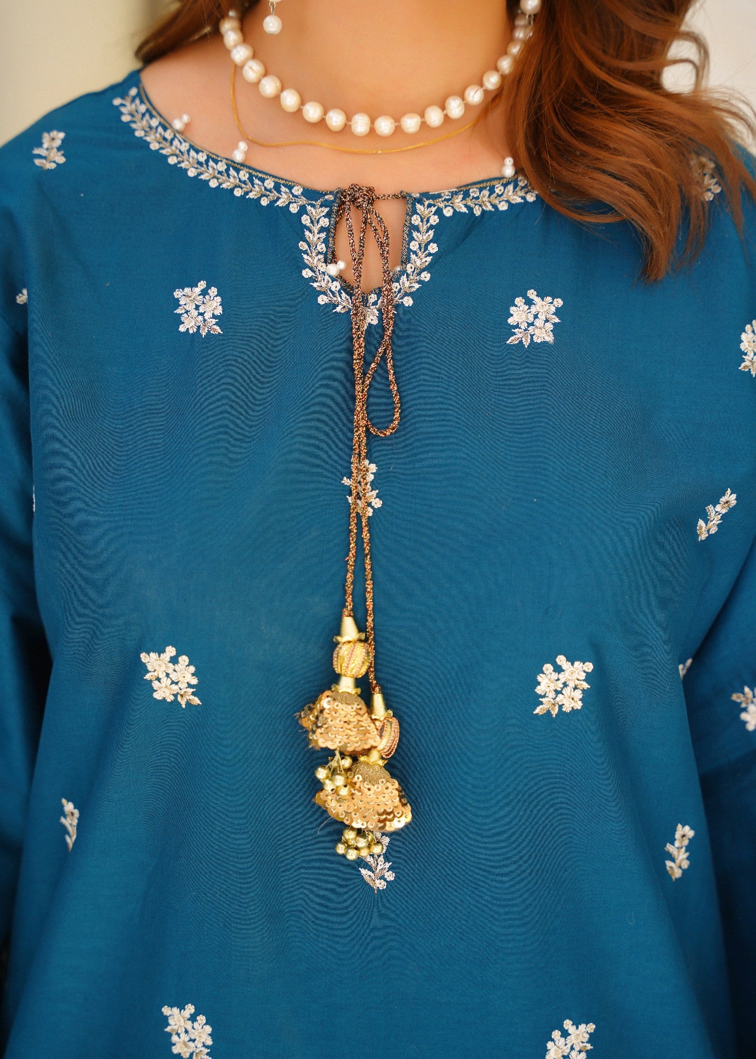 lawn cotton Kurta Set in Dark blue