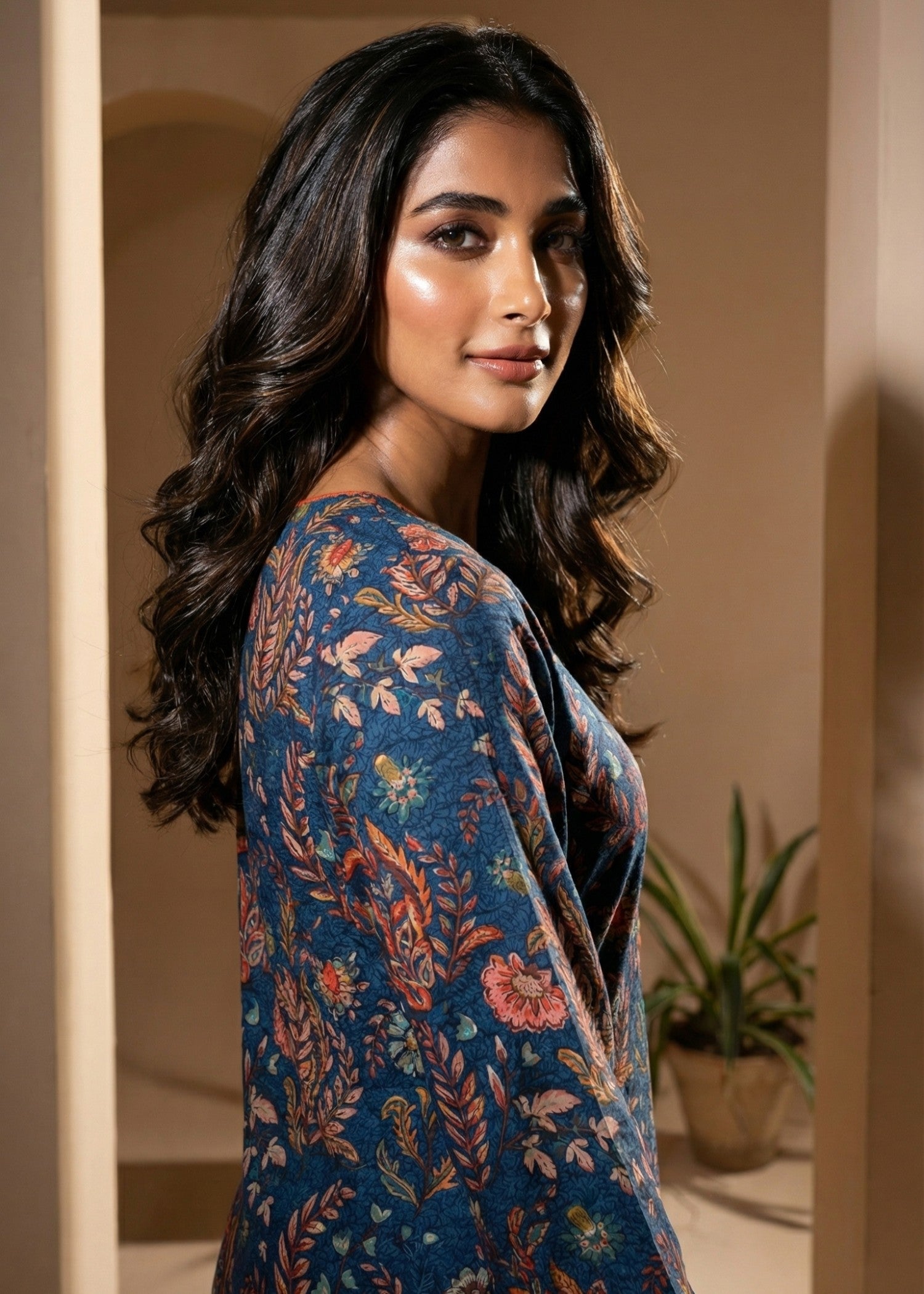 poly silk Kurta Set in Blue