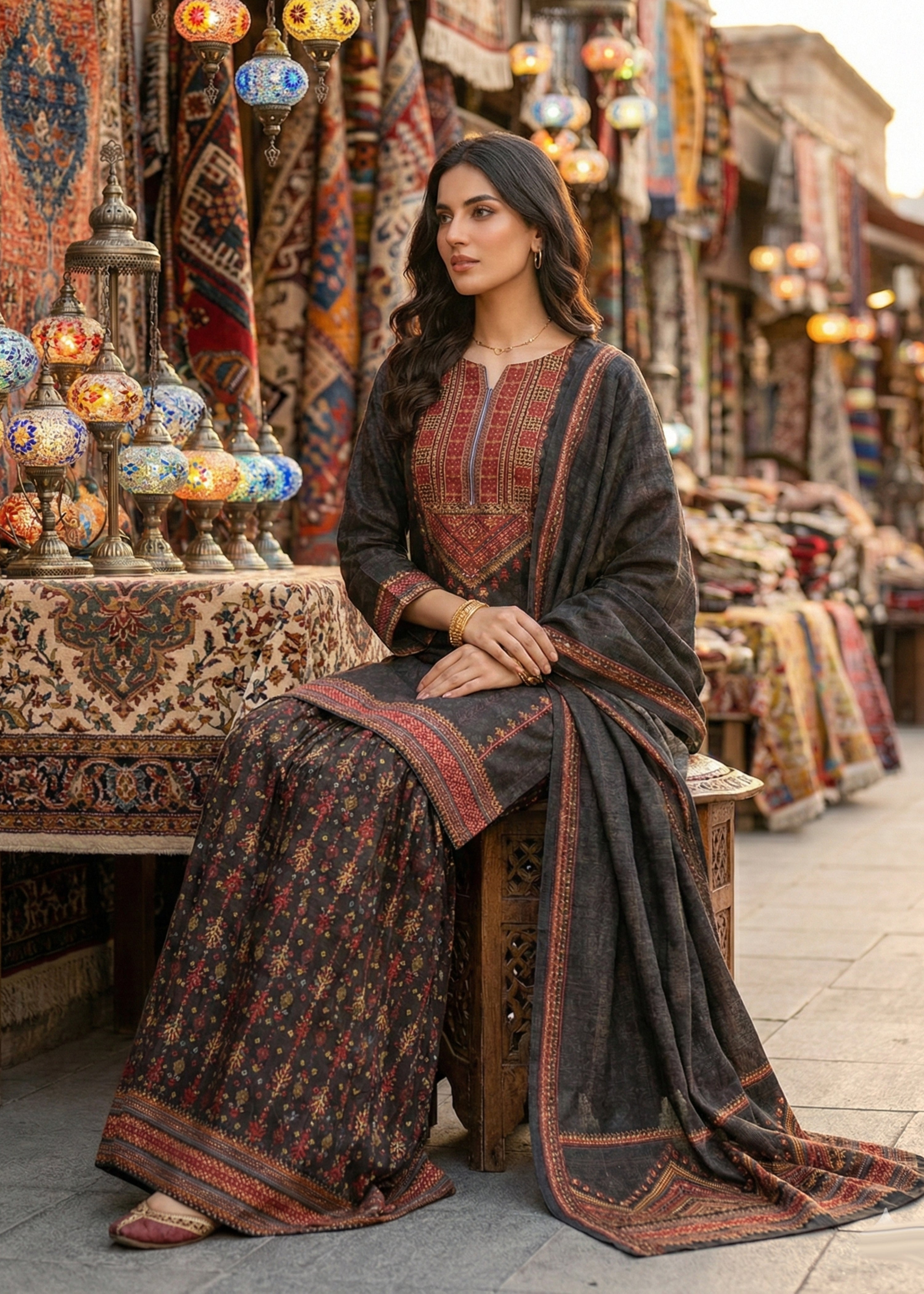 silk Gharara in Multi