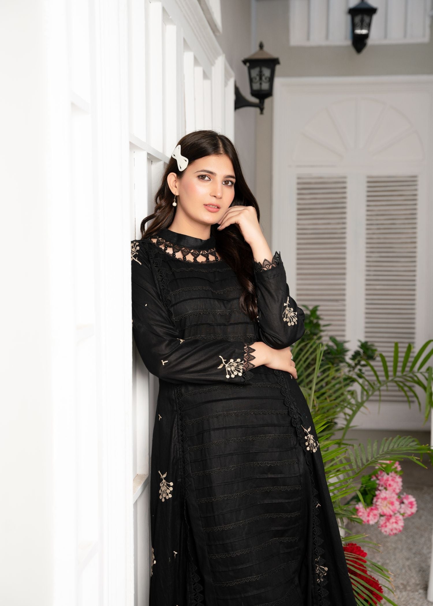 cotton Pishwas in Black