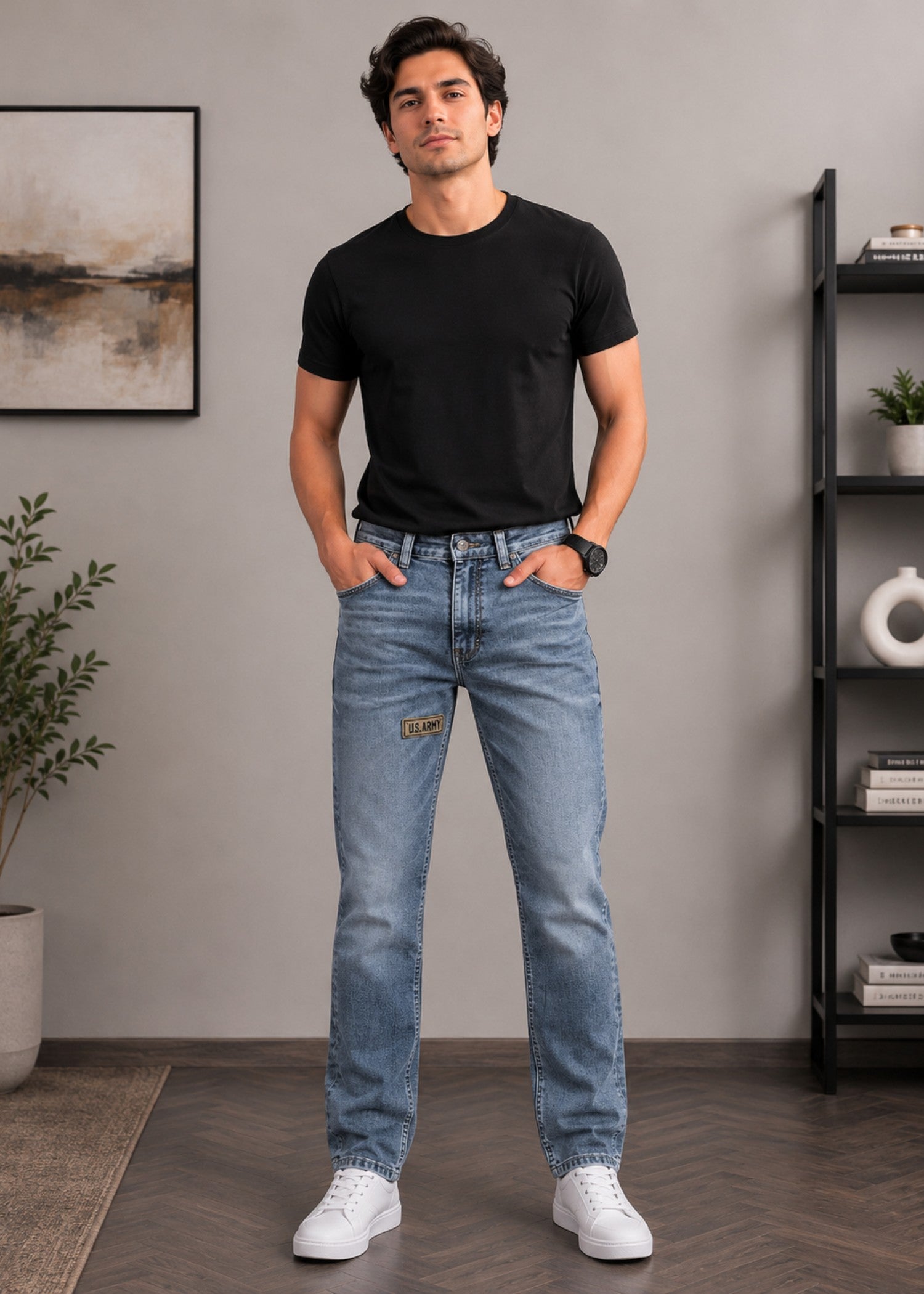 denim Jeans in Grey by Bin Khalid