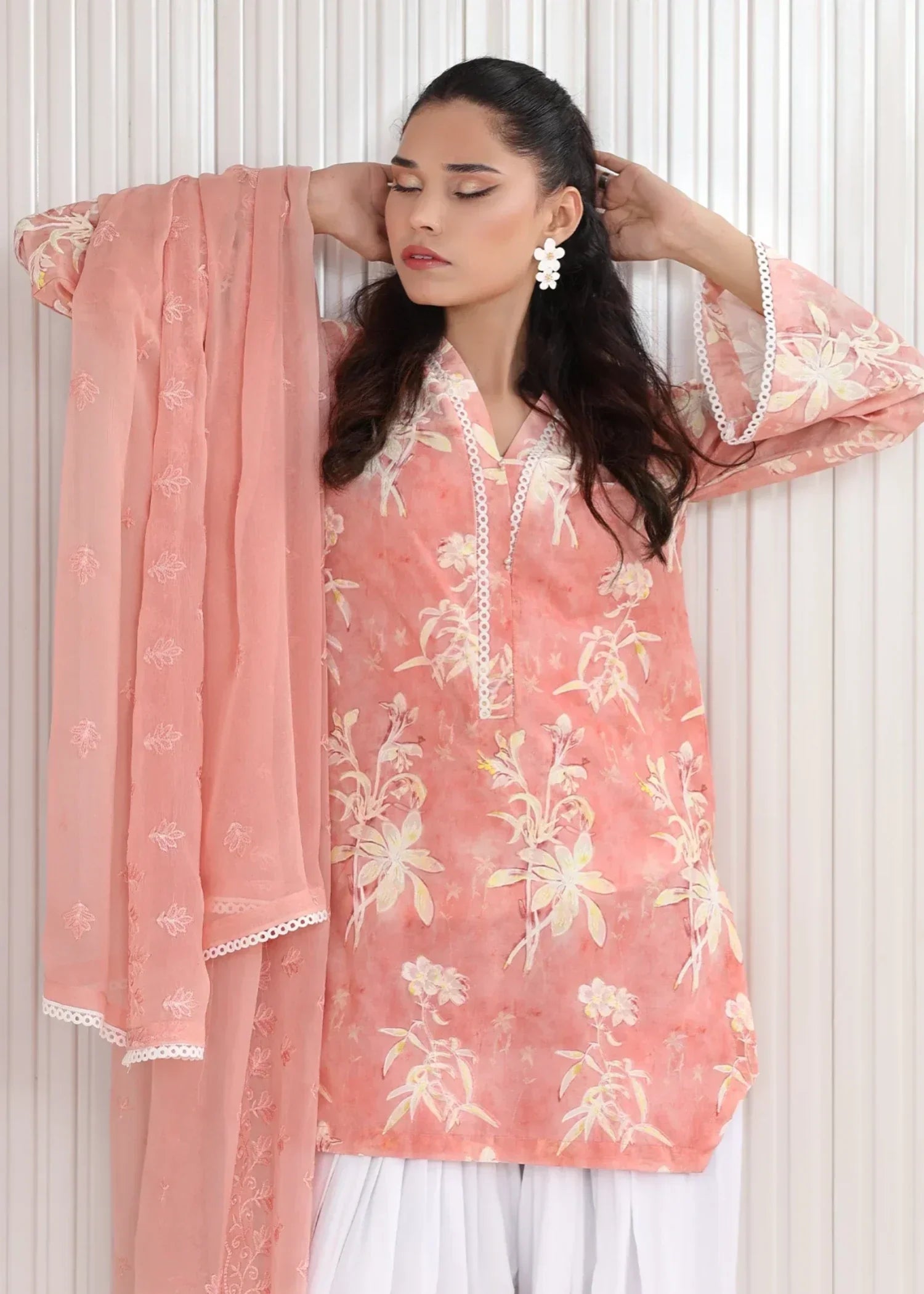 lawn Kurta Set in Pink sherbert