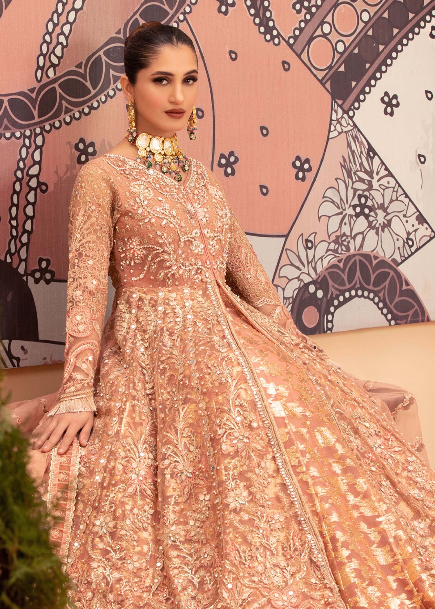 net Maxi in Peach pink