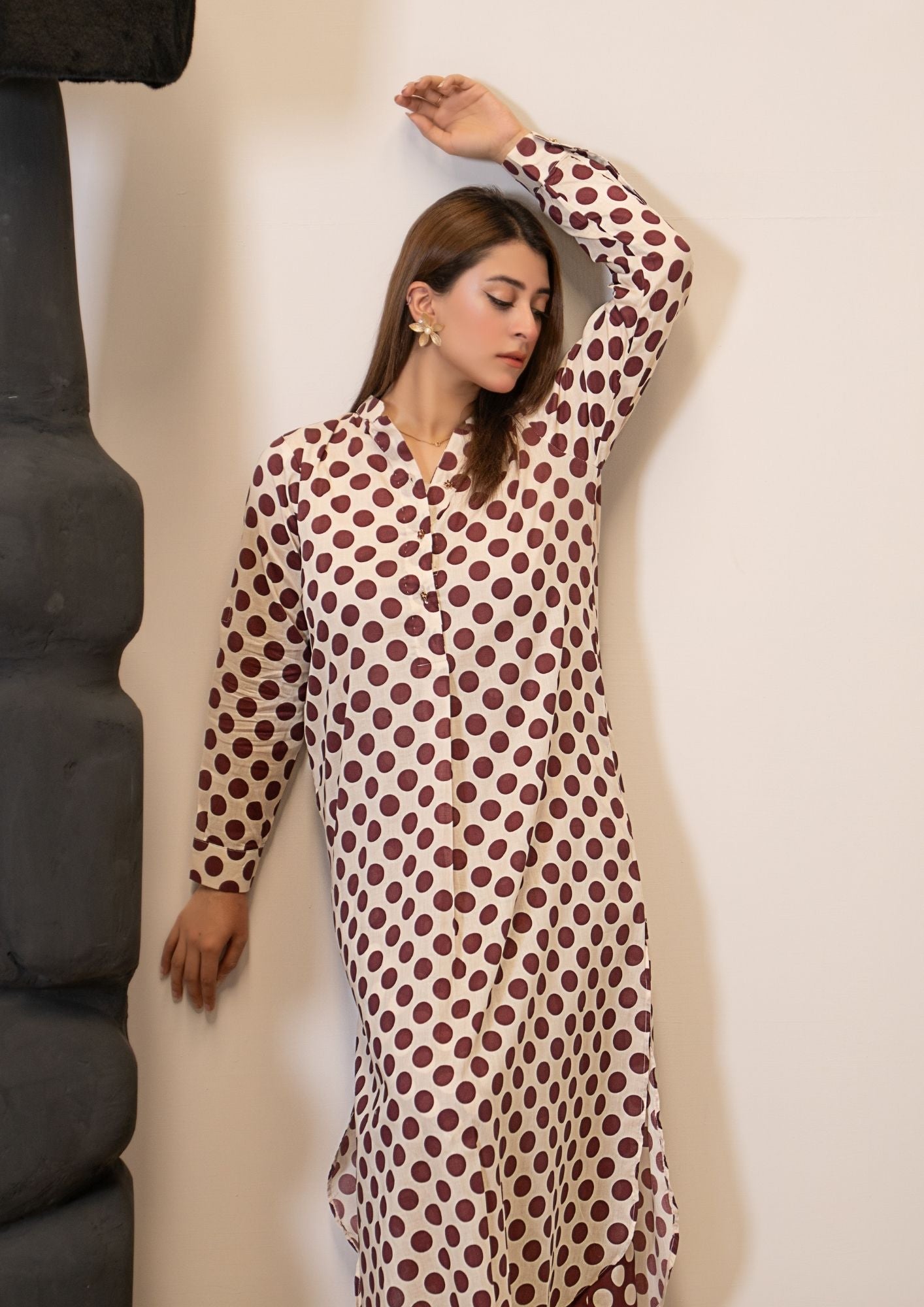 lawn Co Ord Sets in Brown, cream