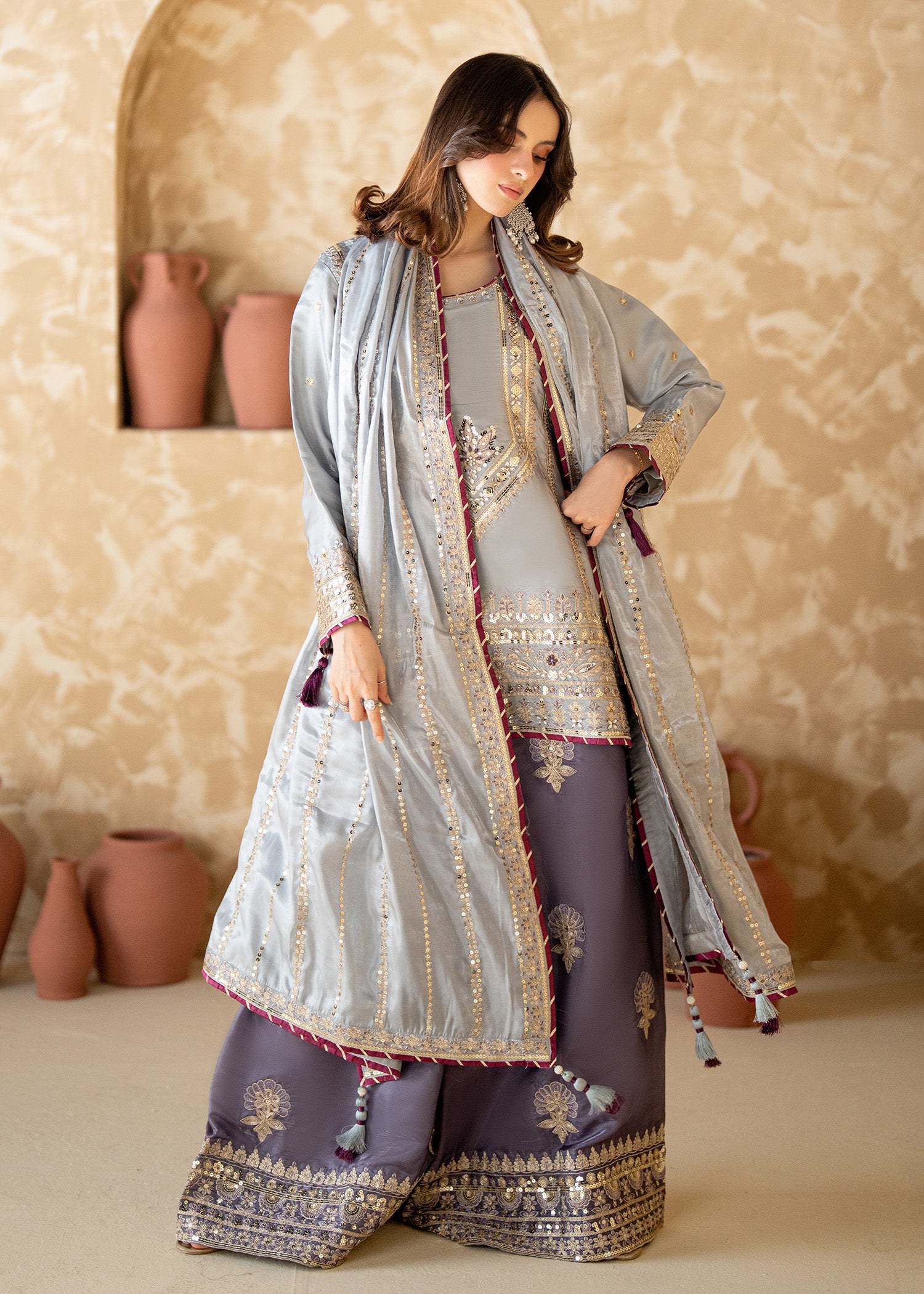 silk Kurta Set in Multi