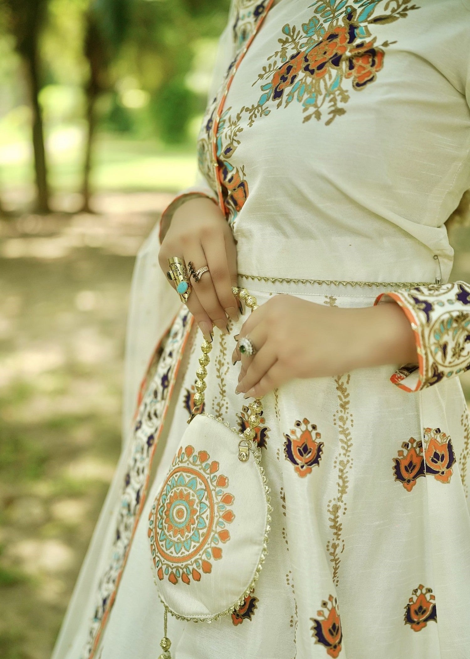raw silk Lehenga in Off-white