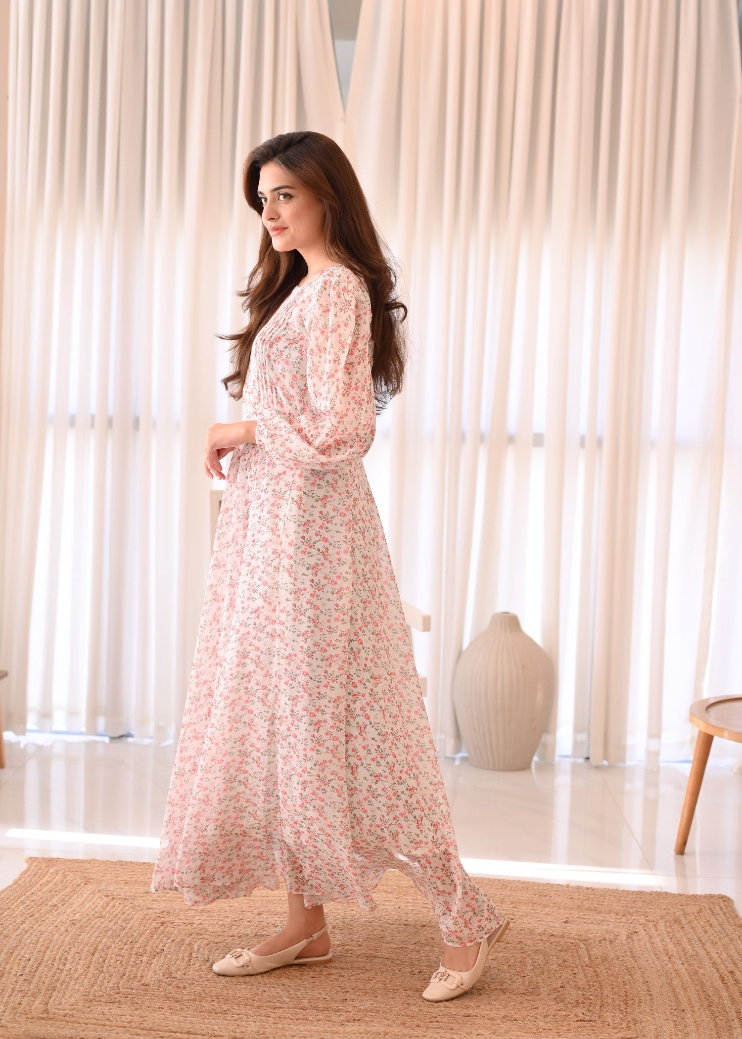 chiffon Dress in White