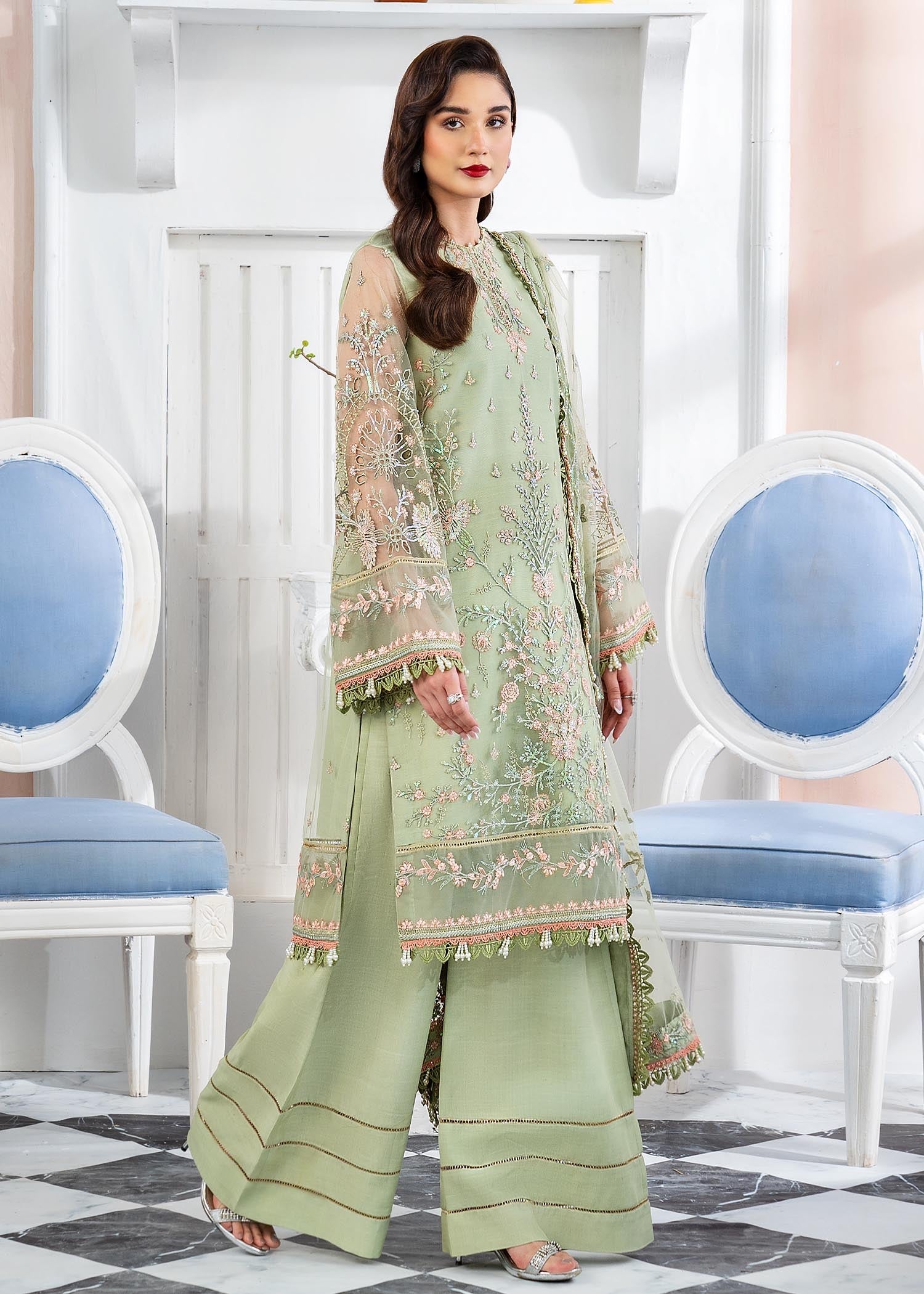 polyester net Unstitched in Green