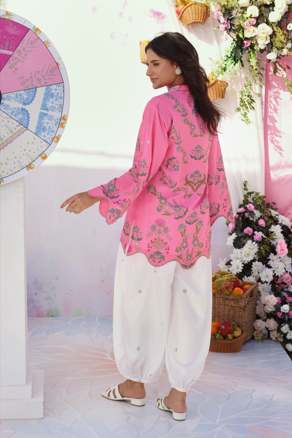swiss lawn Kurta Set in Pink
