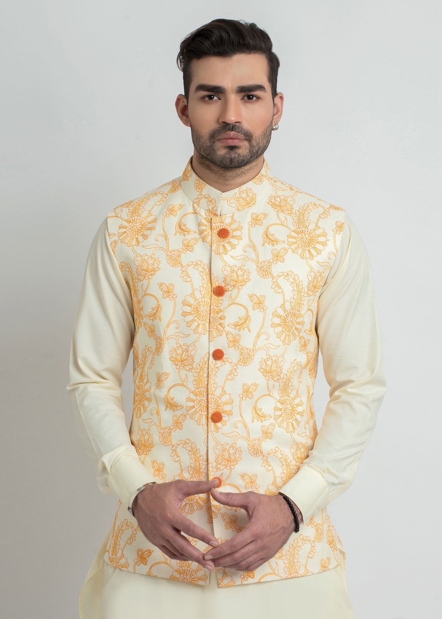 viscose raw silk Waistcoat in Off-white