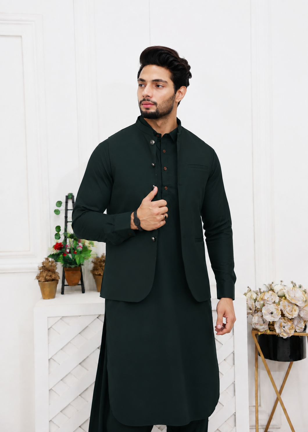 wash & wear Waistcoat in Green