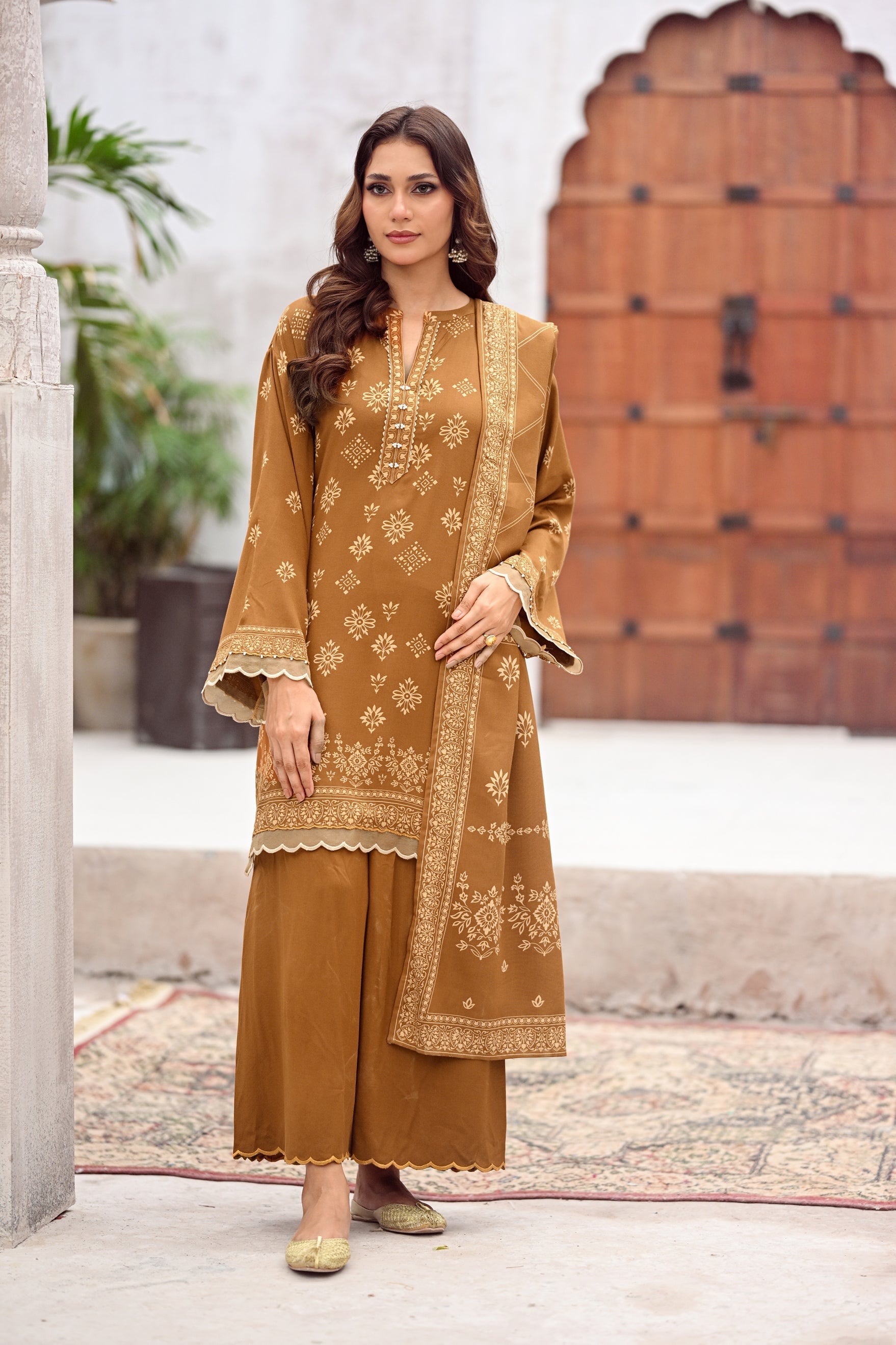 pashmina Unstitched in Mustard