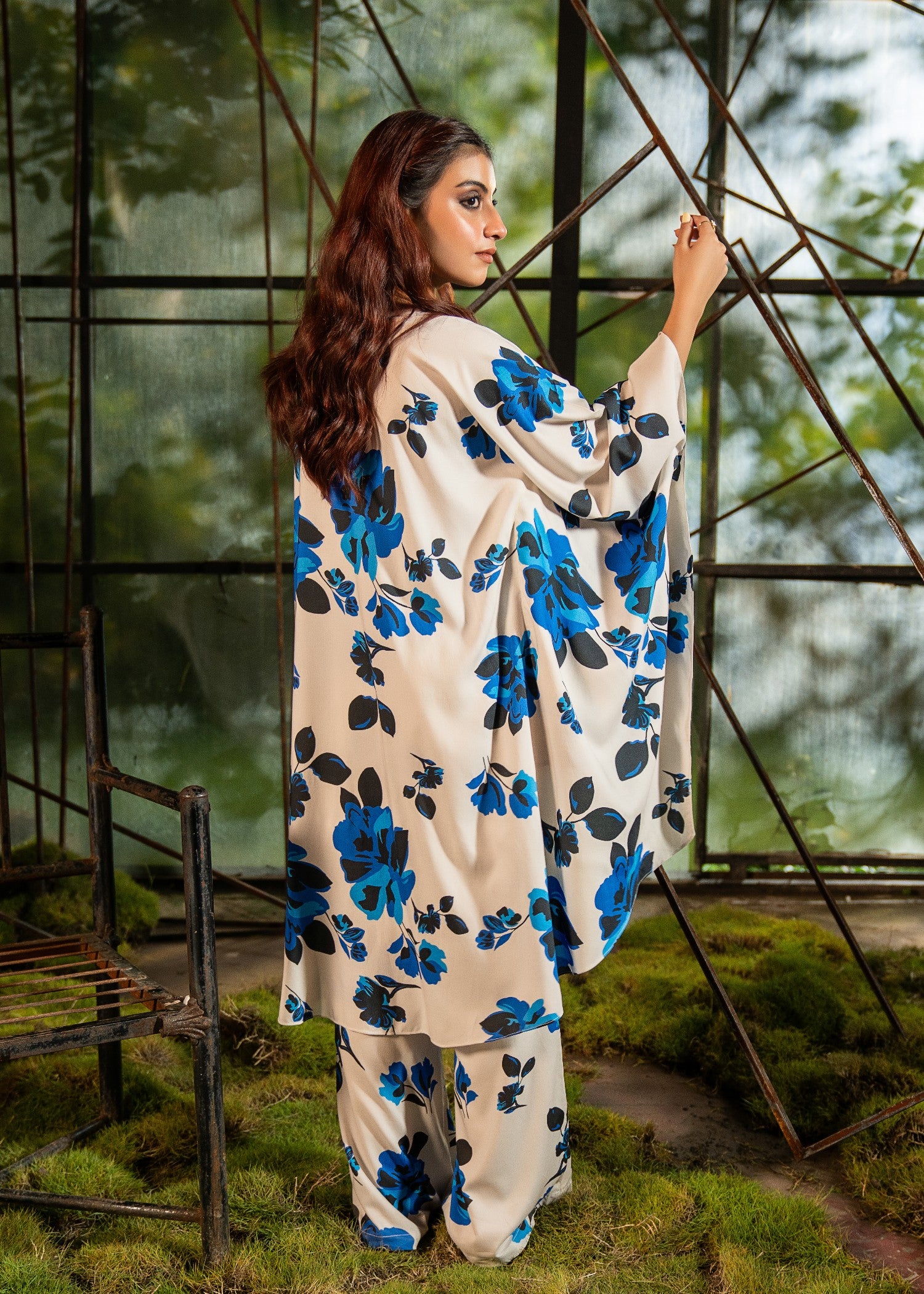 pure viscose Co Ord Sets in Sky blue, off-white, cobalt blue