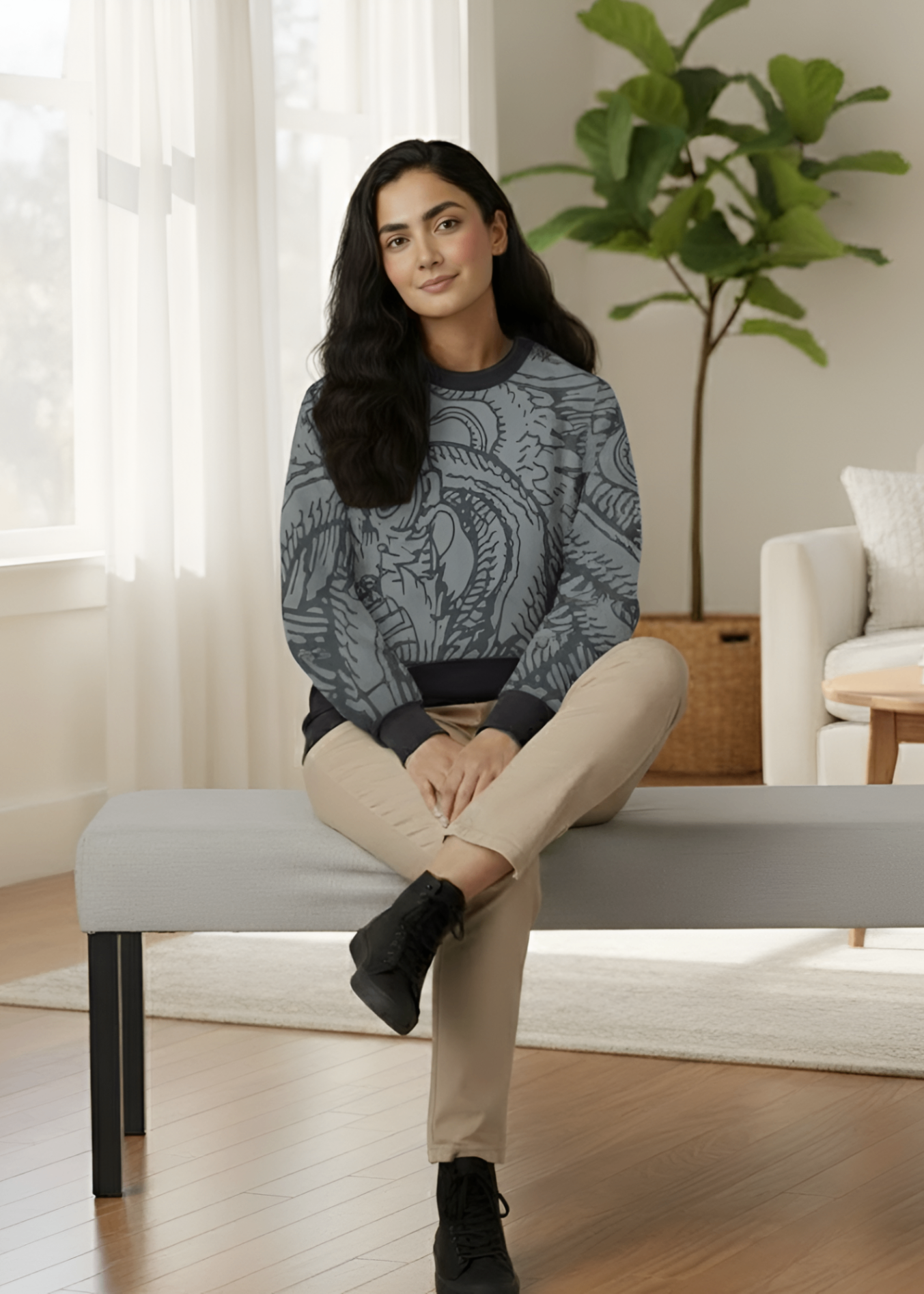 fleece Sweatshirt in Grey