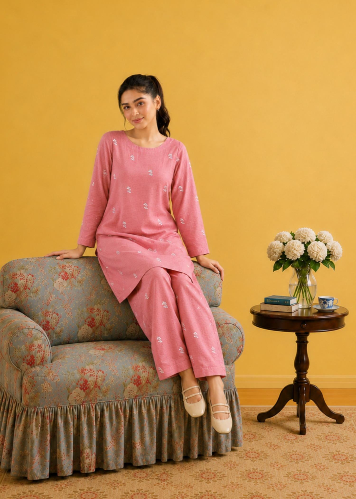 lawn Co Ord Sets in Rose pink