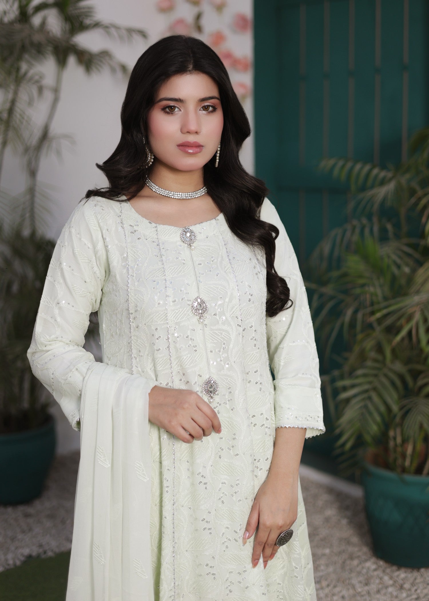 bemberg crinkle chiffon Maxi in Ivory