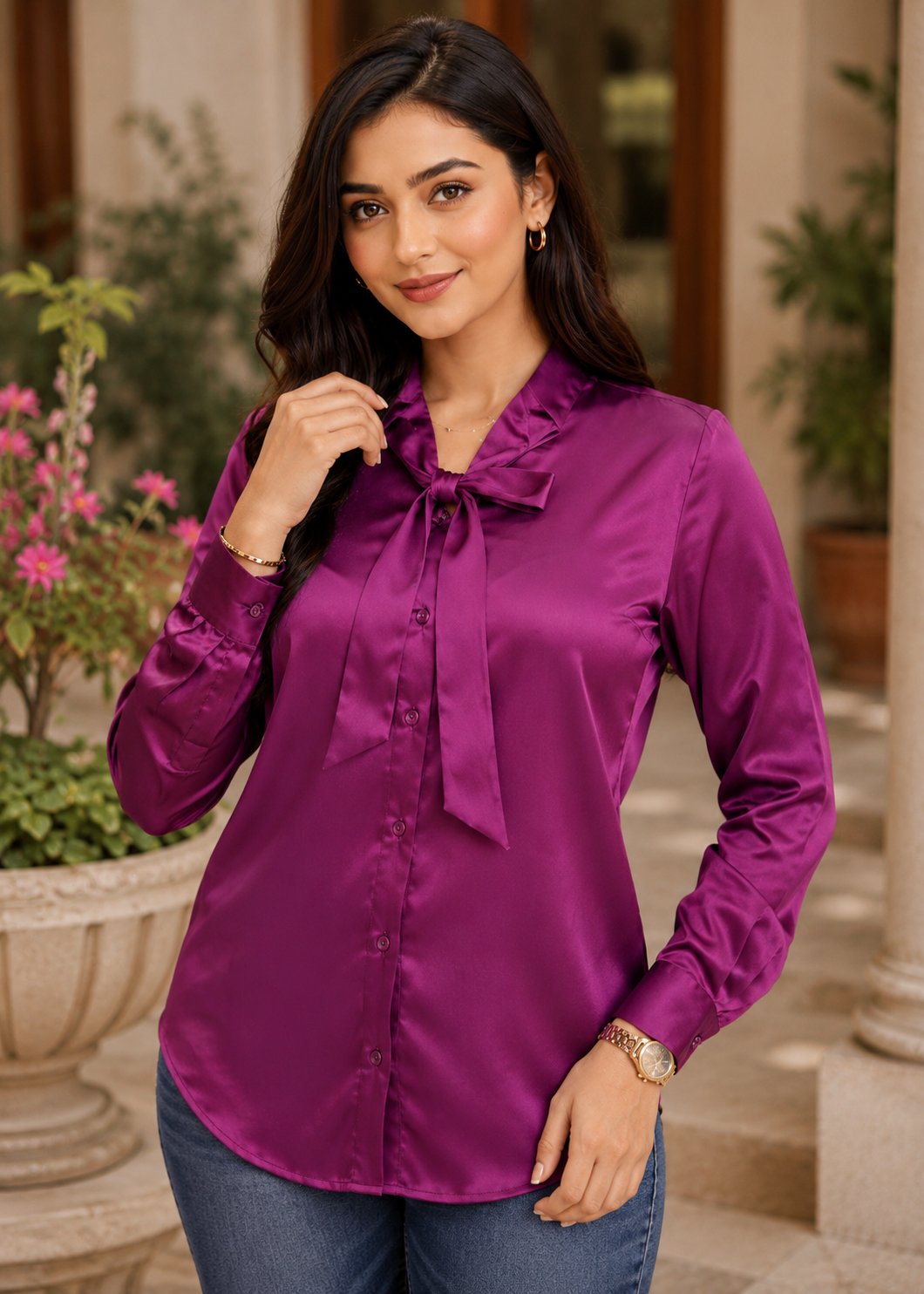 silk Top in Plum purple