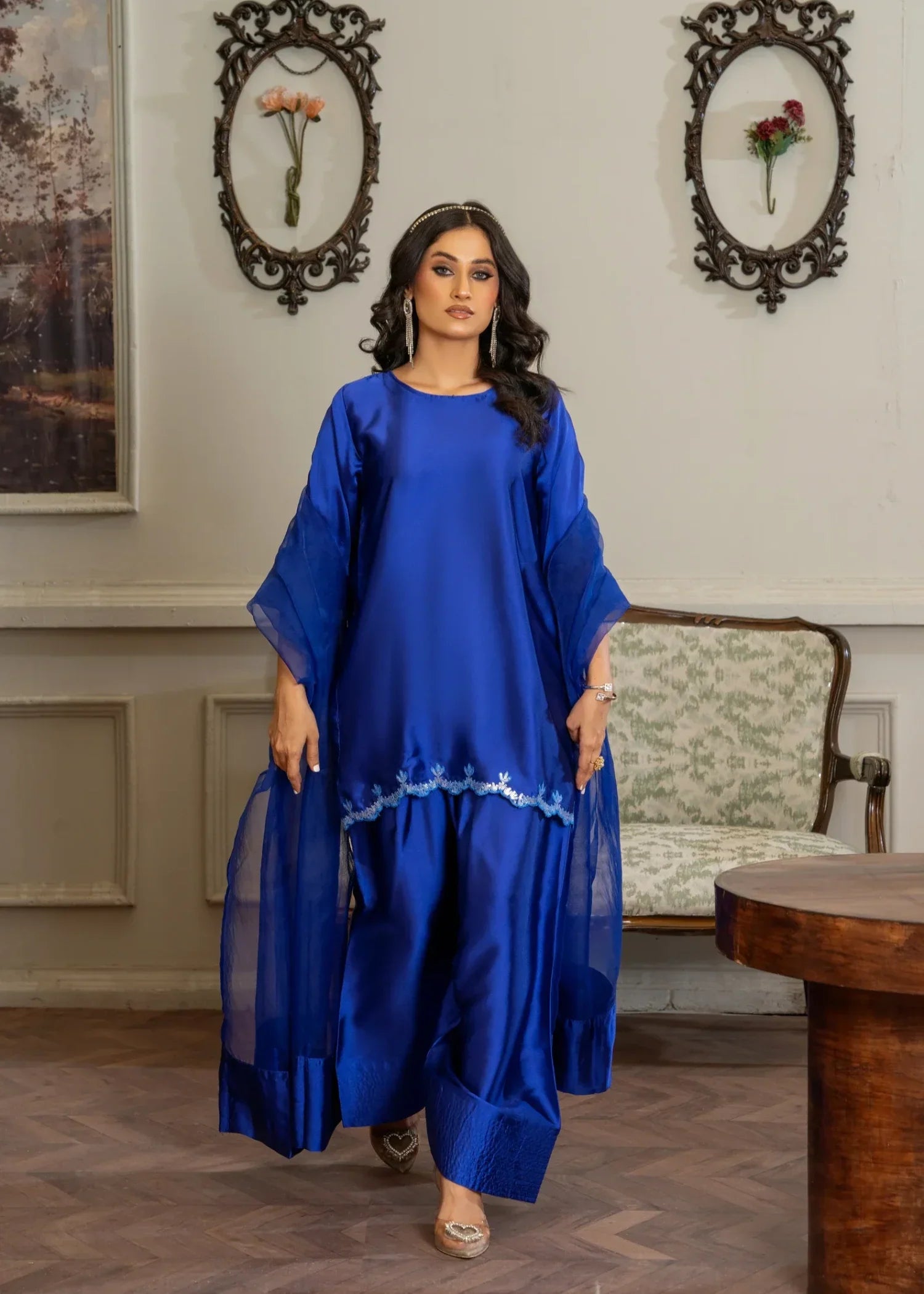 silk Kurta Set in Blue