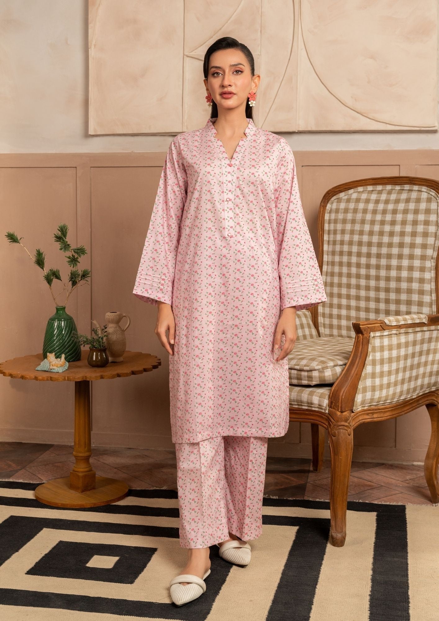 lawn Co Ord Sets in Baby pink