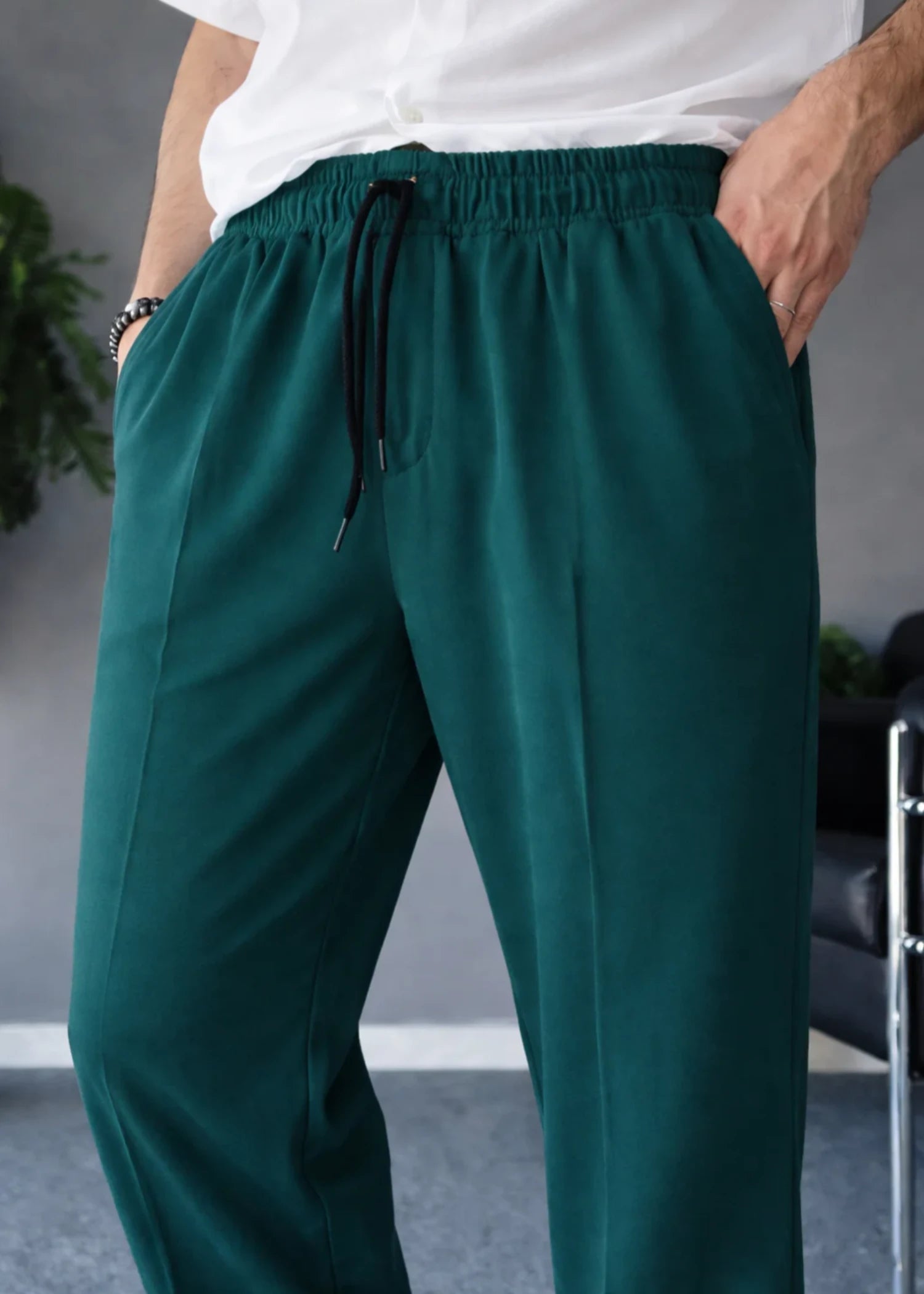 terry Trousers in Forest green