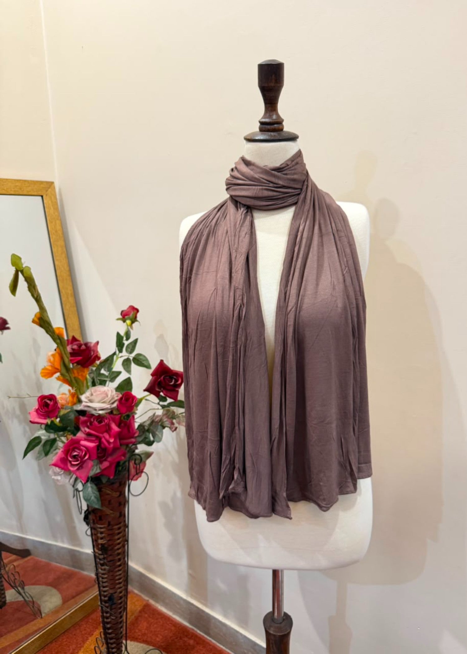jersey knit Hijab in Coffee brown