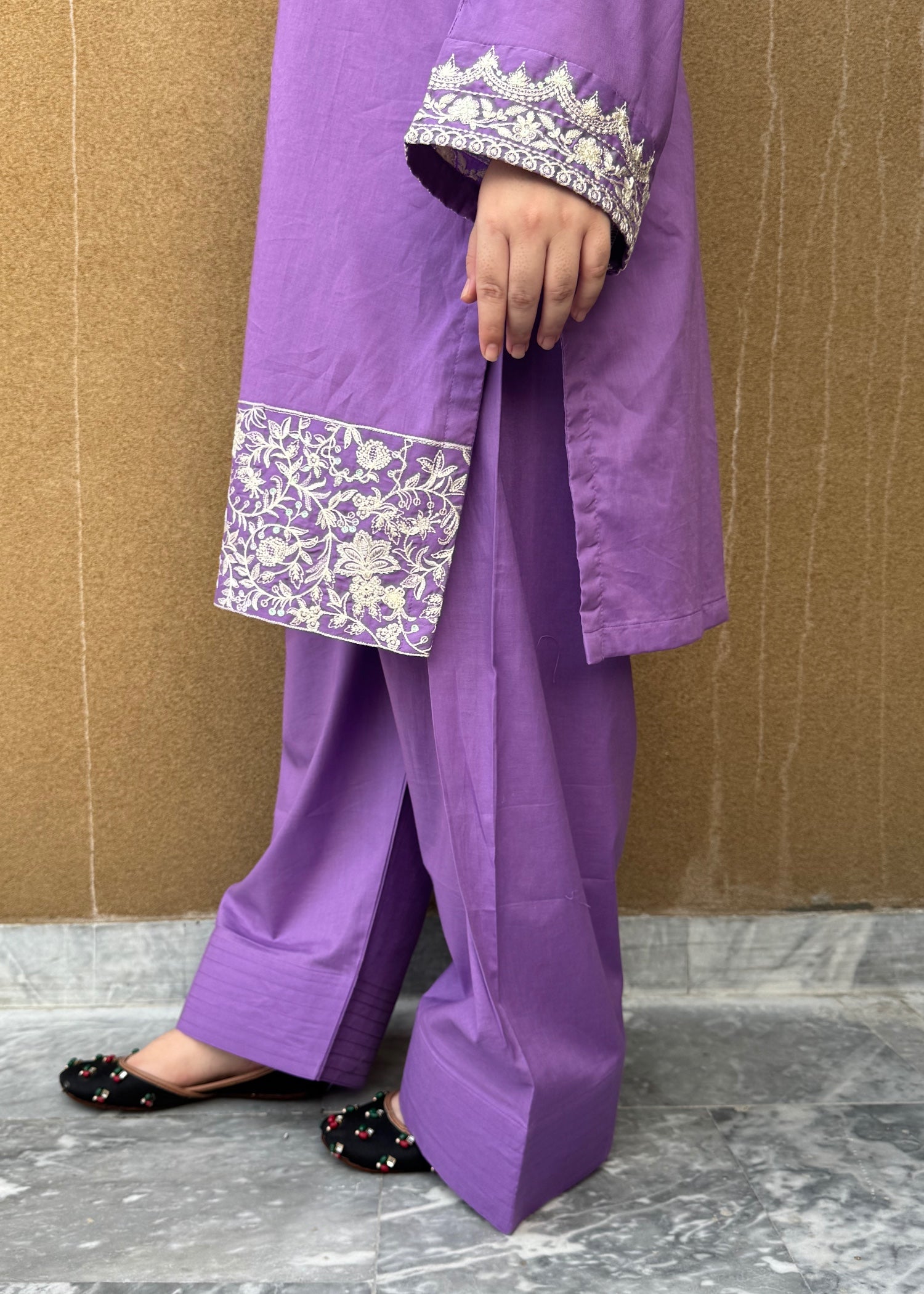 lawn Kurta Set in Royal lilac