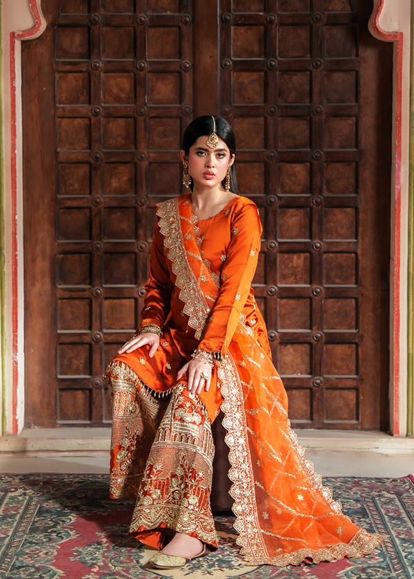 charmuse/shamooz Kurta Set in Pumpkin orange
