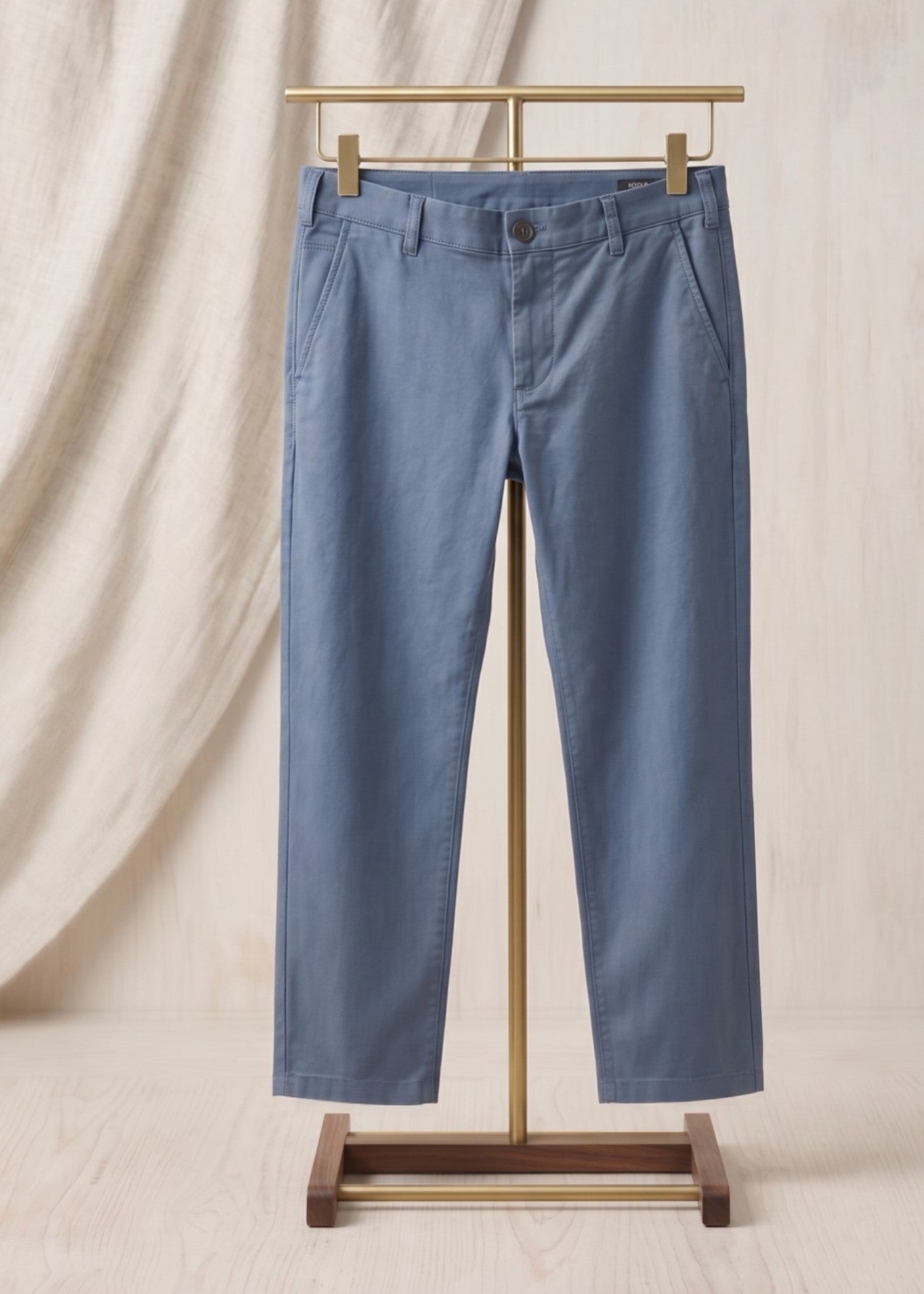 cotton satin Pants in Steel blue