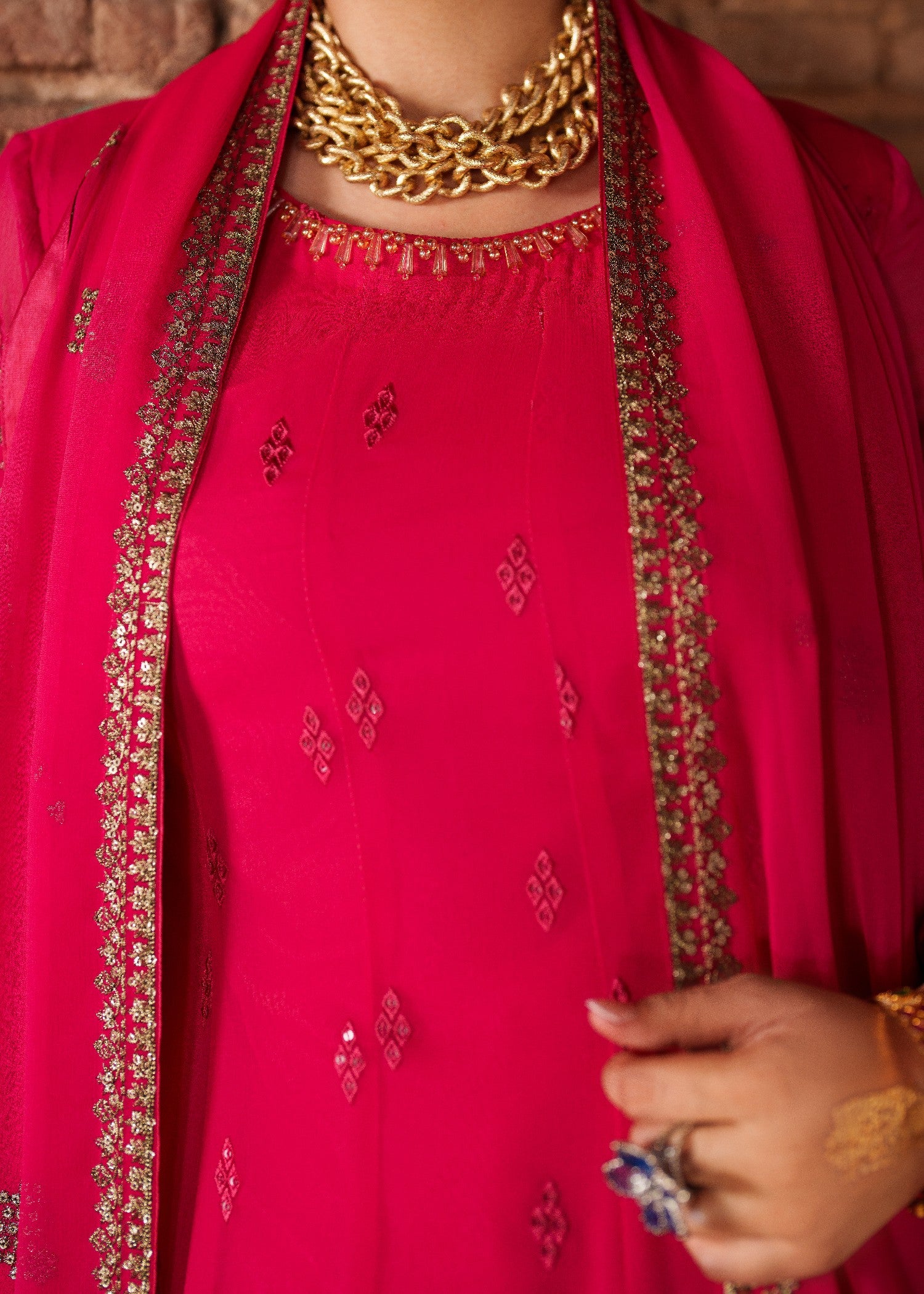 crinkle chiffon Maxi in Shocking pink