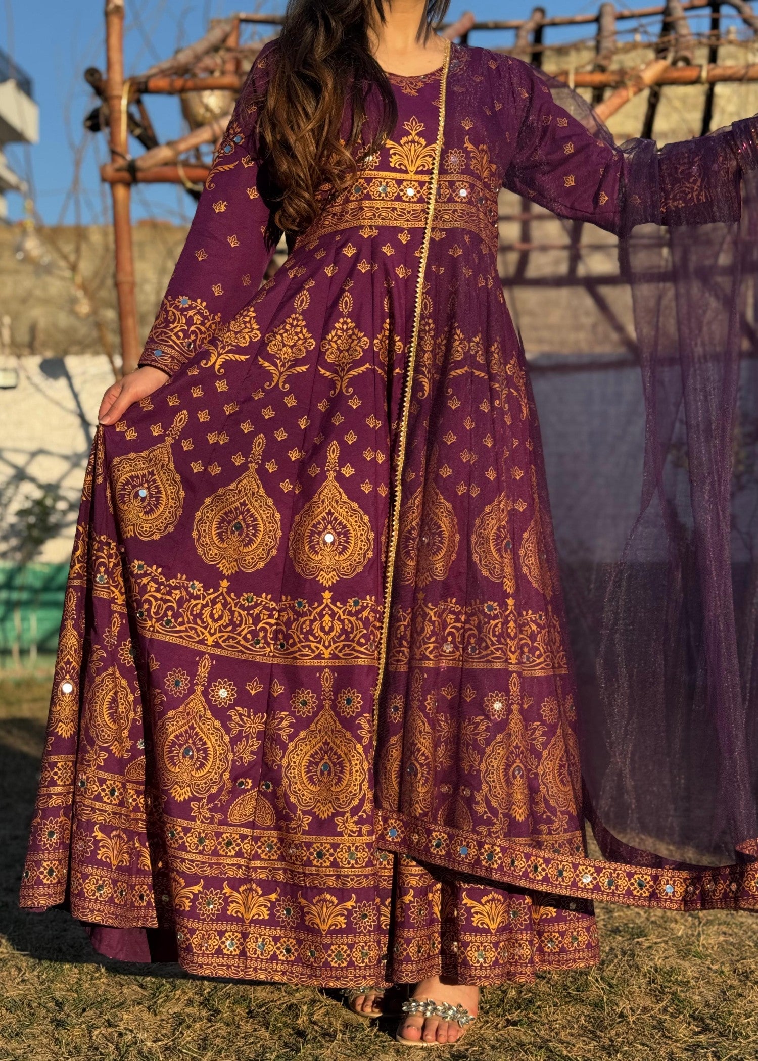 satin silk Maxi in Purple rain