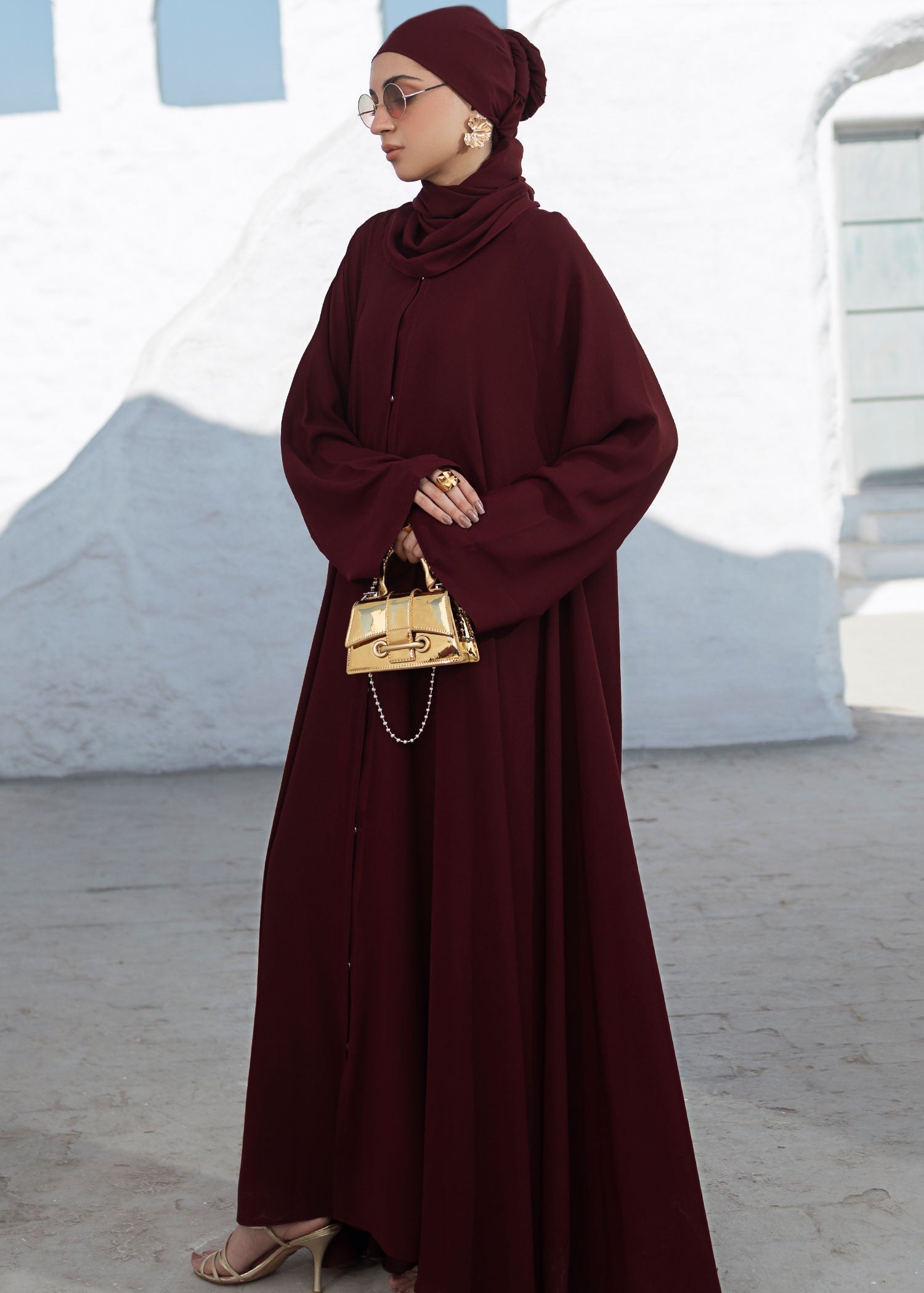 chiffon Abaya in Maroon
